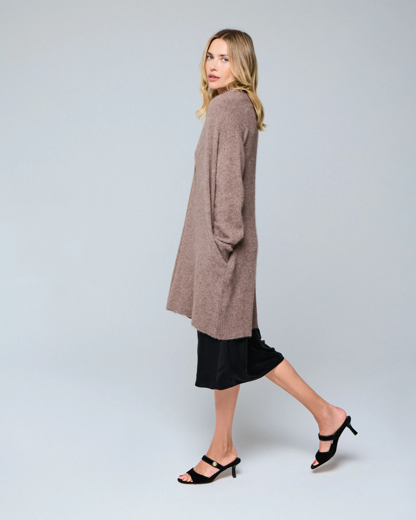 Gilet Beige Col Châle Manches Longues en Laine / Fox / Polyamide - Image 5