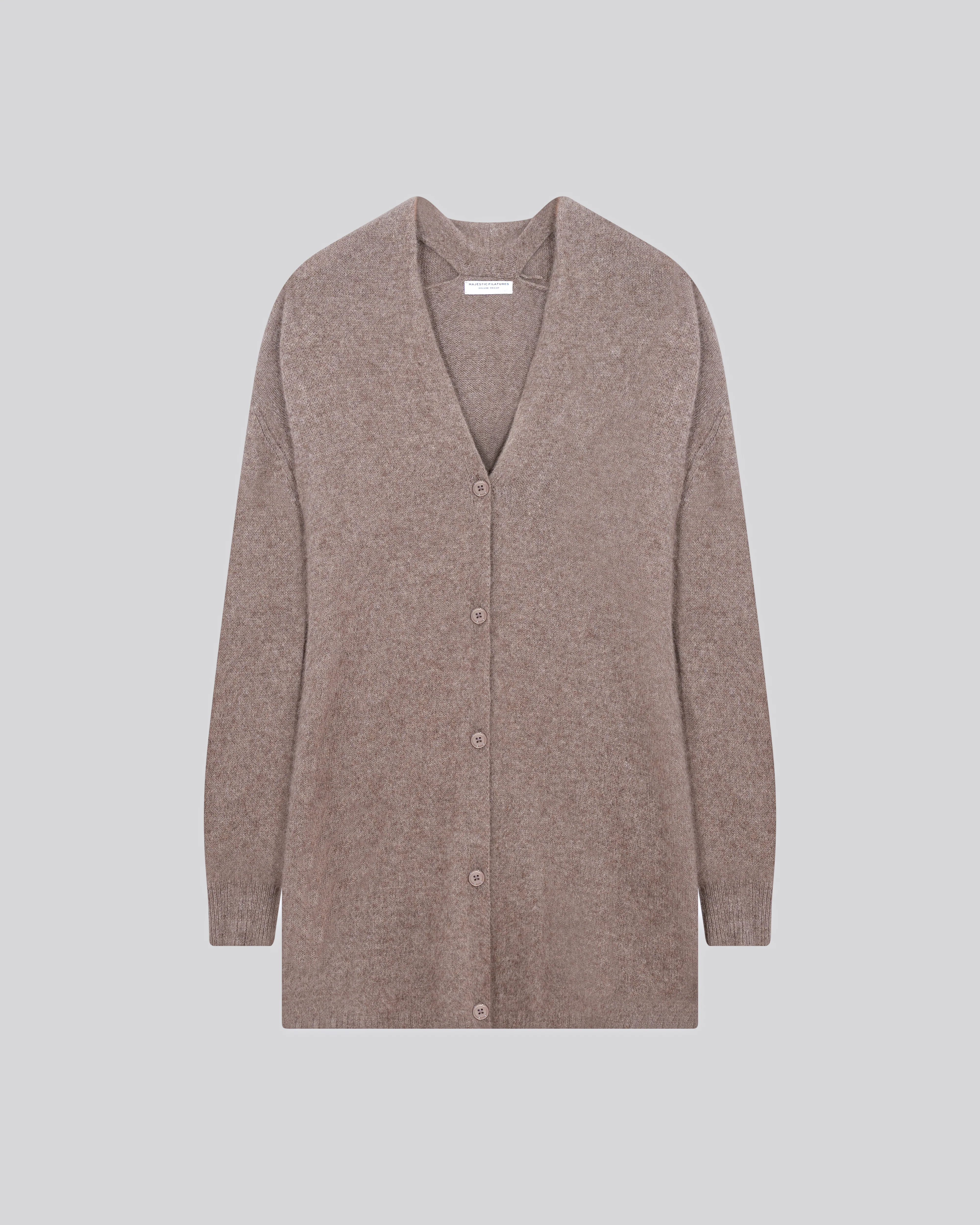 Gilet Beige Col Châle Manches Longues en Laine / Fox / Polyamide - Image 6