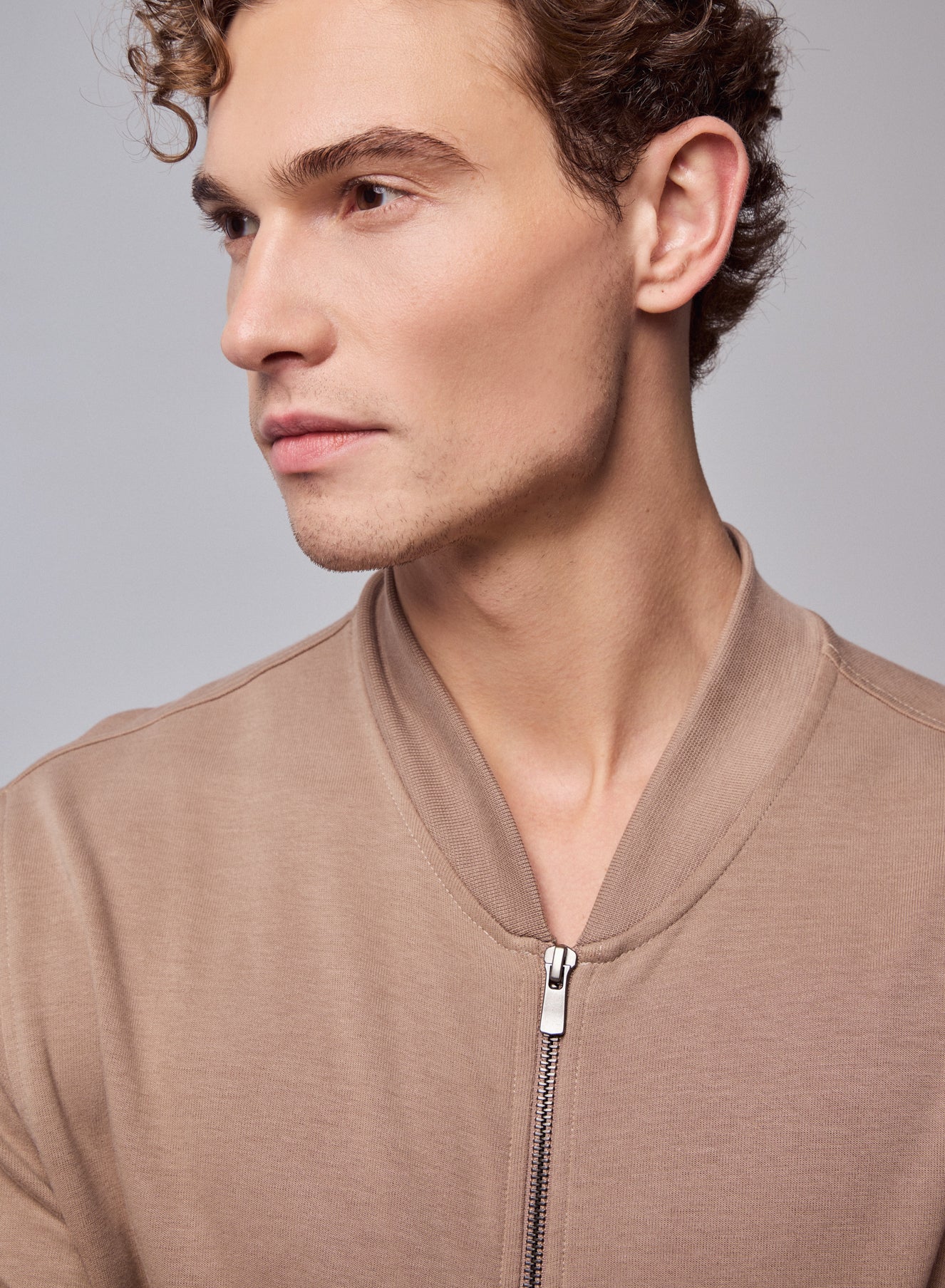 Gilet Beige Col Rond Manches Longues en Lyocel, Tencel / Coton organique - Image 3