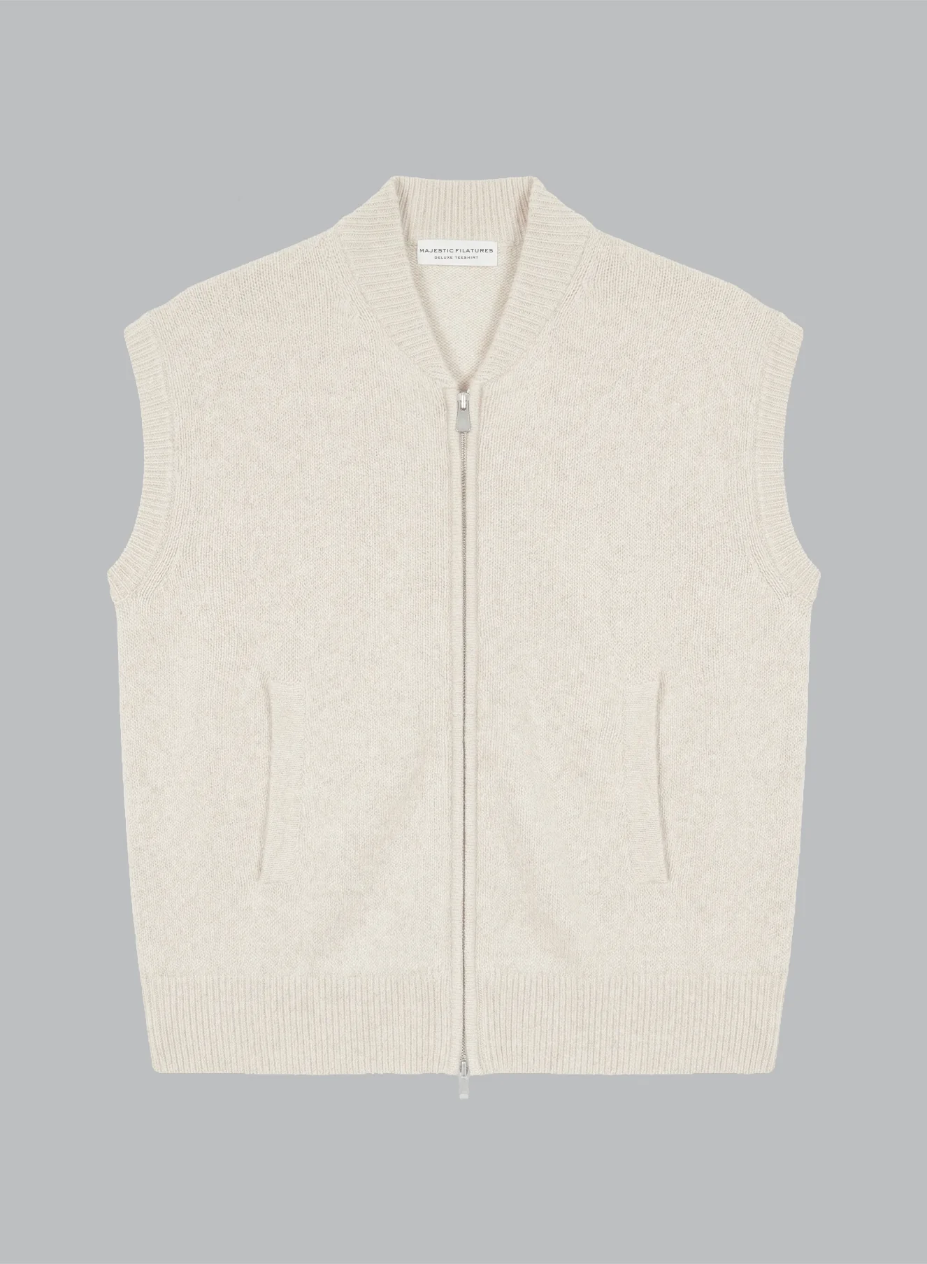 Gilet Ecru Col Rond Sans Manches en Laine / Fox / Polyamide - Image 6