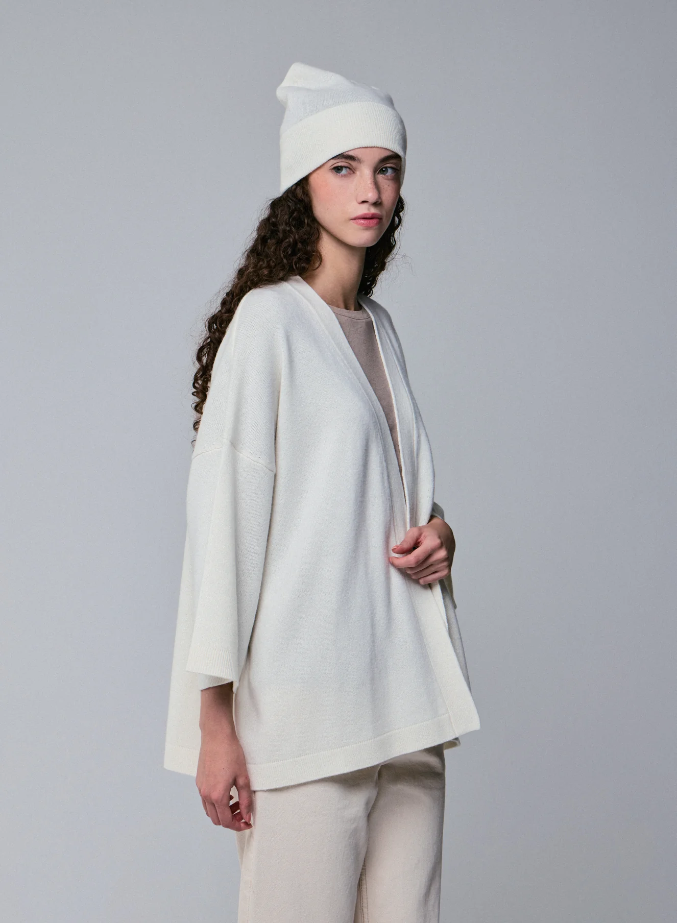 Gilet Milk Col Châle Manches Longues en Laine merinos