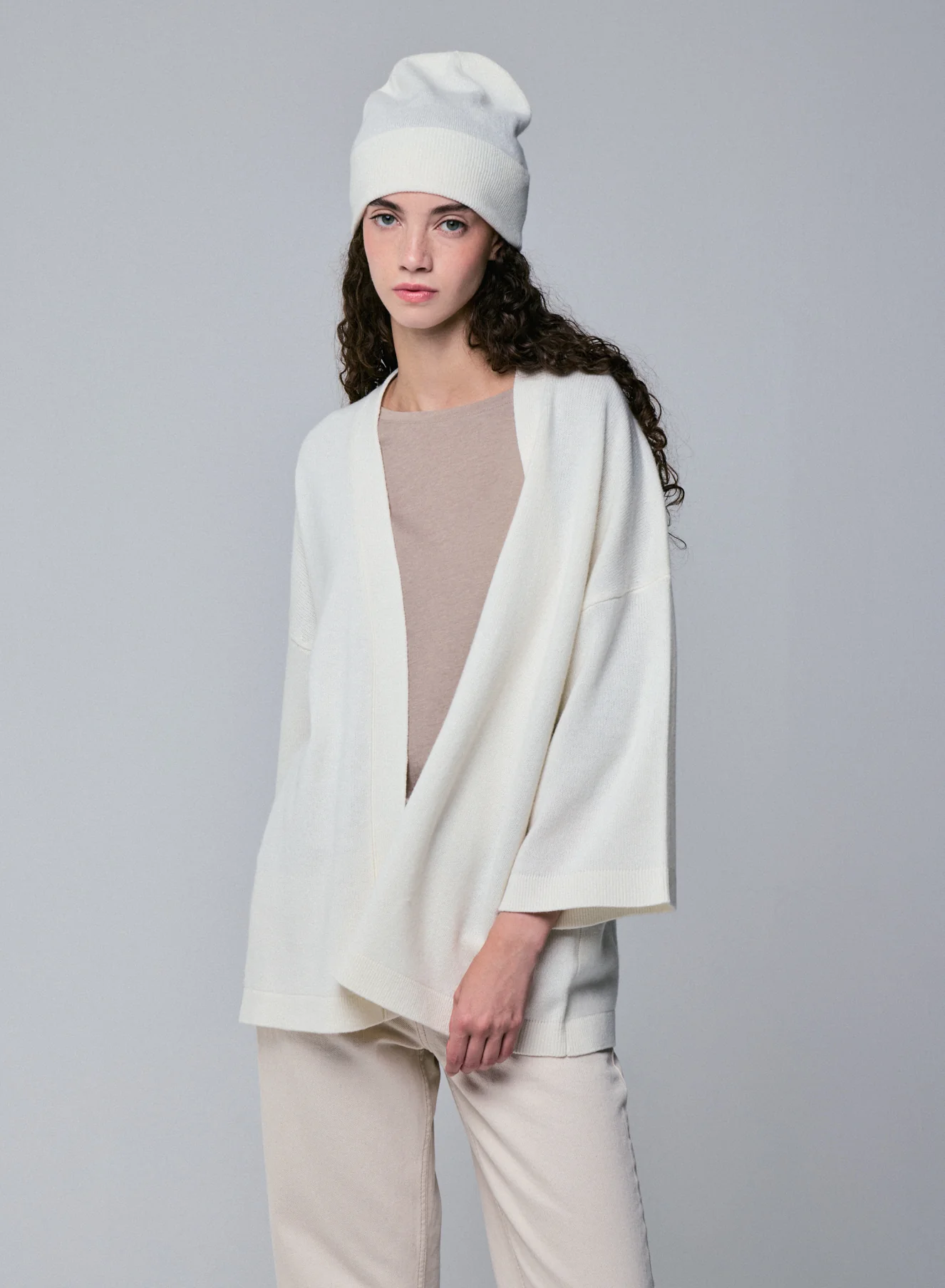 Gilet Milk Col Châle Manches Longues en Laine merinos - Image 2