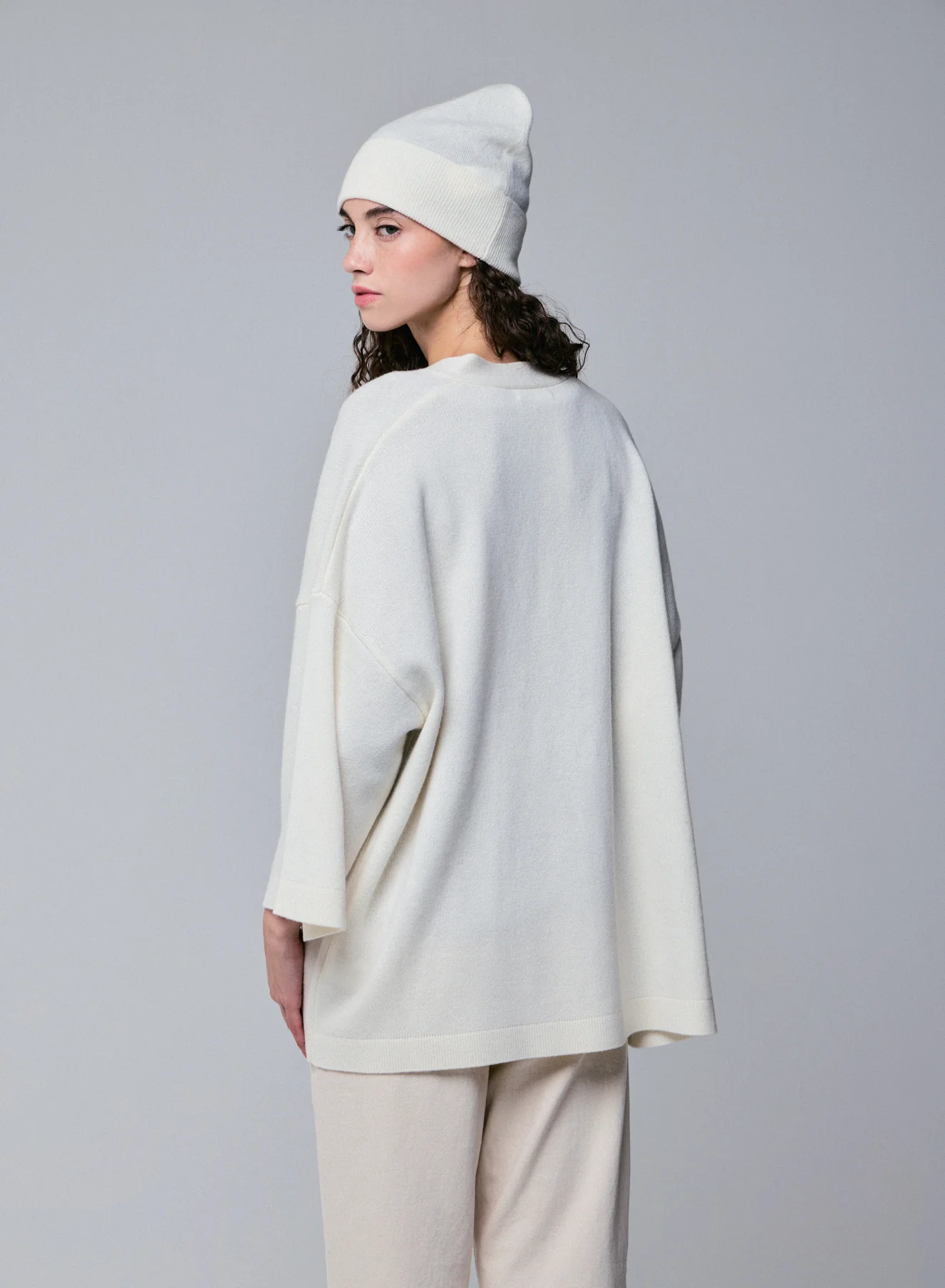 Gilet Milk Col Châle Manches Longues en Laine merinos - Image 3