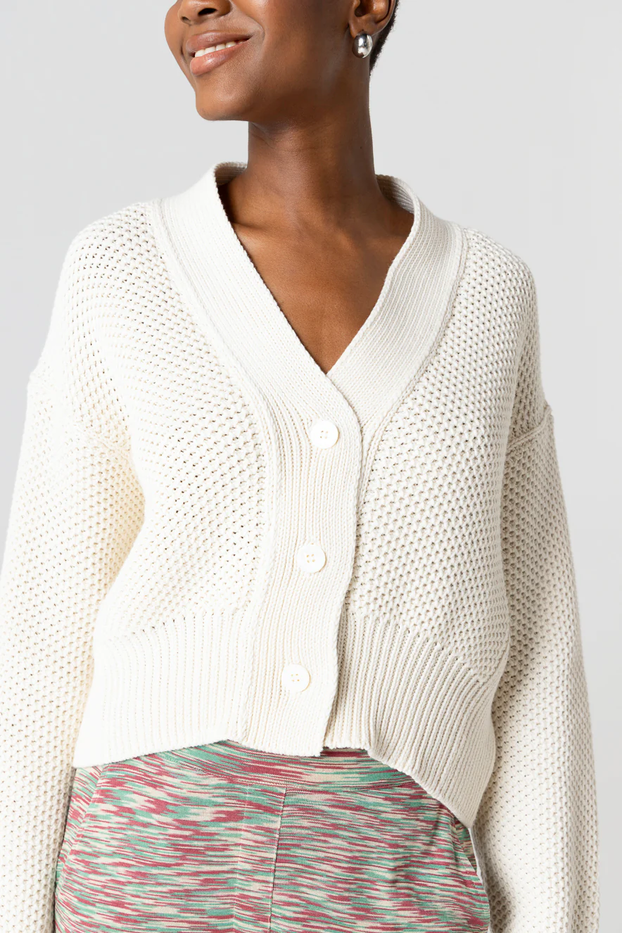 Gilet Milk Col V Manches Longues en Coton - Image 3