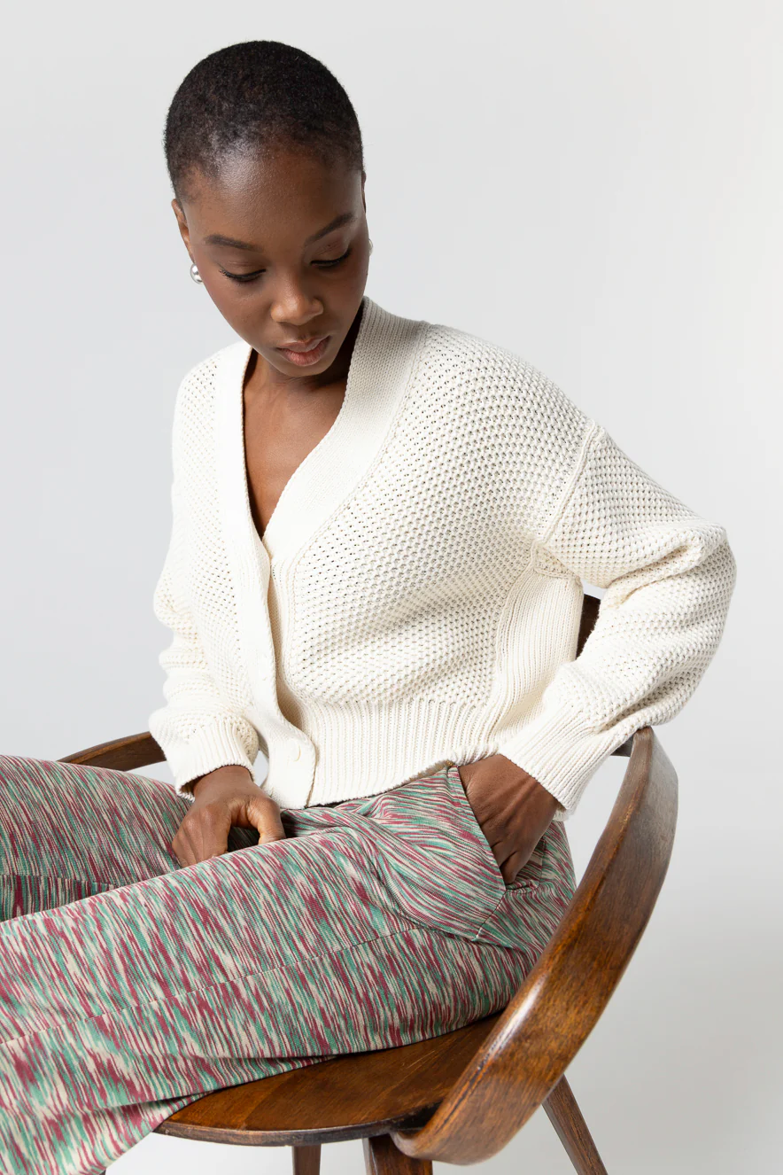 Gilet Milk Col V Manches Longues en Coton - Image 4