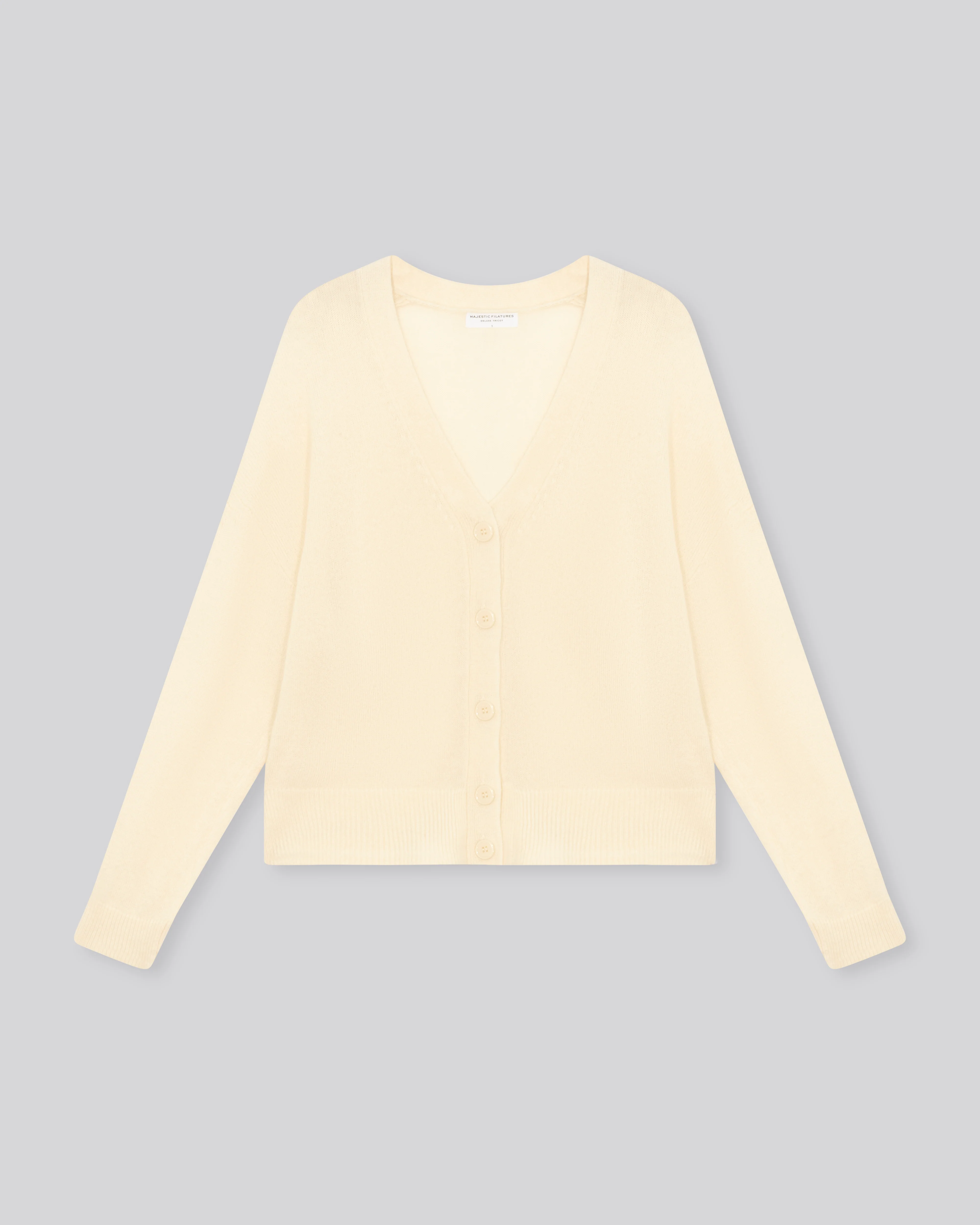 Gilet Milk Col V Manches Longues en Laine / Soie / Cachemire - Image 7