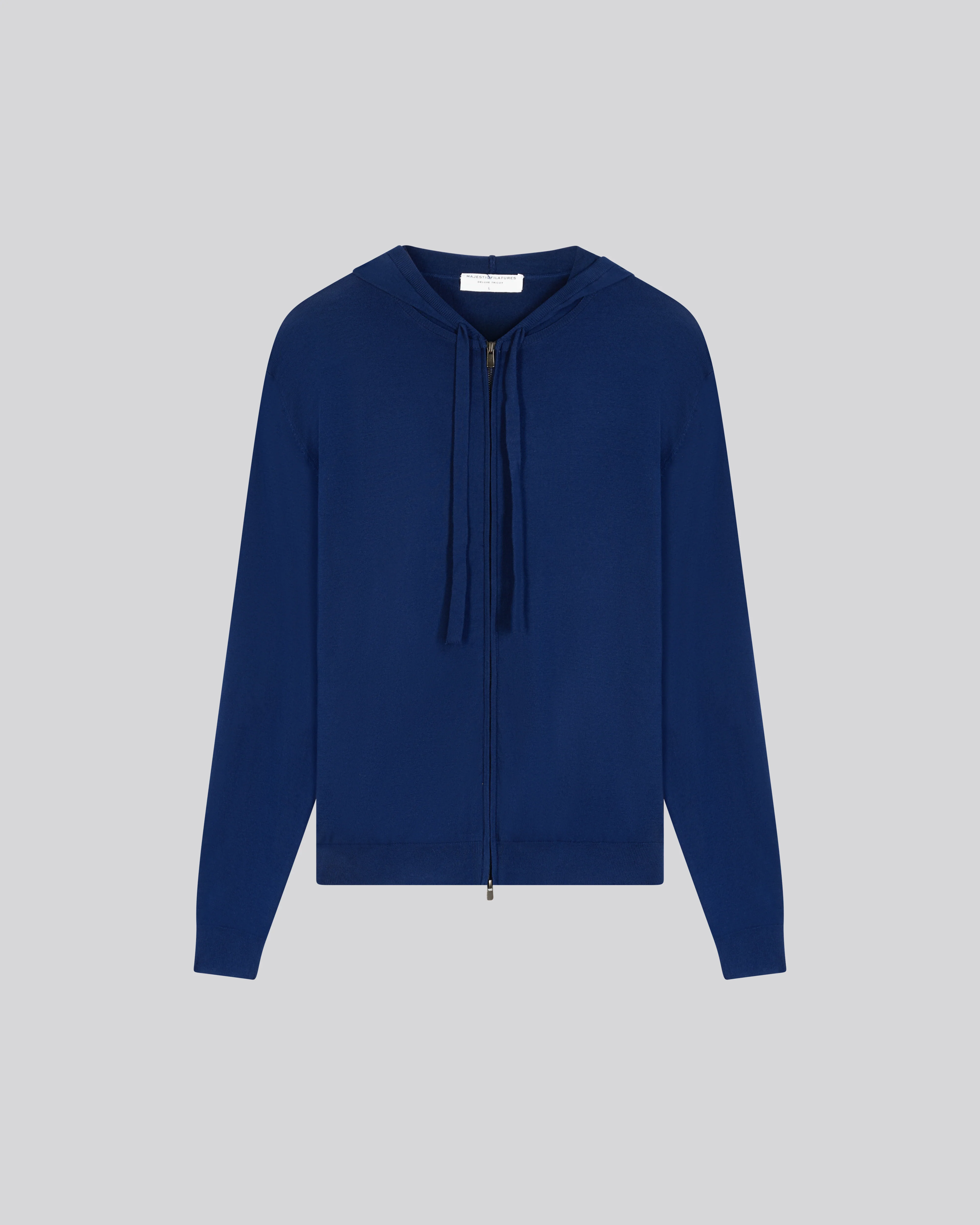 Gilet Bleu Capuche Manches Longues en Coton organique / Elasthanne