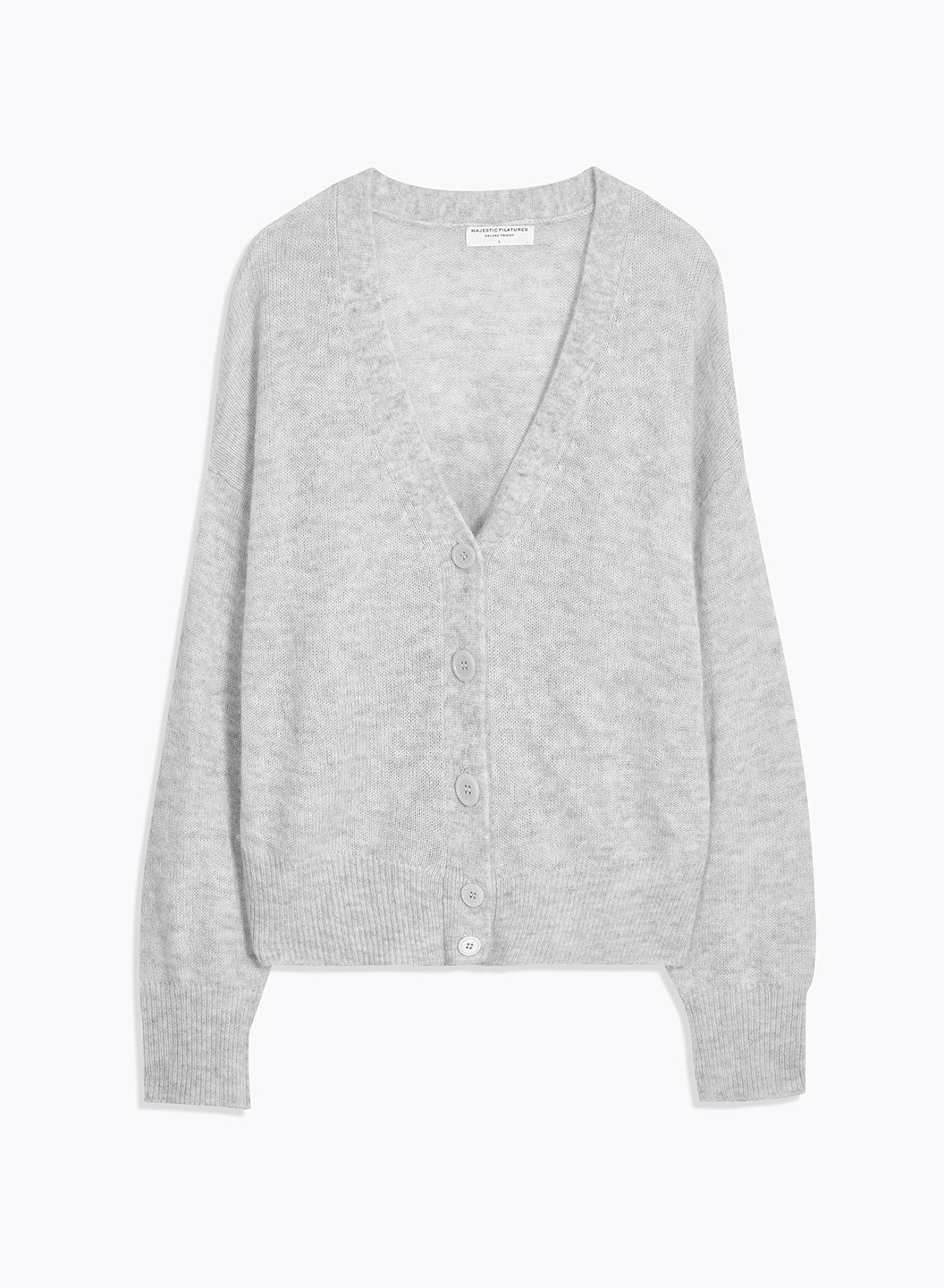 Gilet Gris Col V Manches Longues en Laine / Soie / Cachemire - Image 6