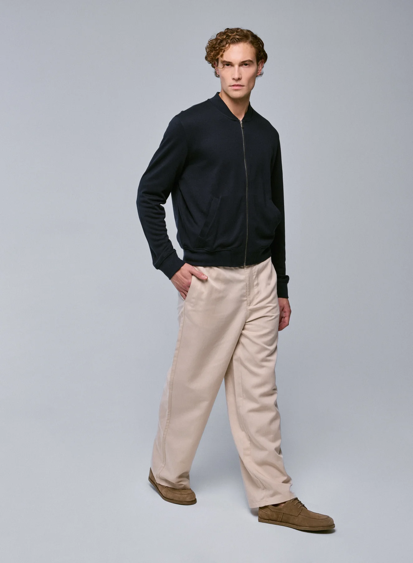 Gilet Marine Col Rond Manches Longues en Lyocel, Tencel / Coton organique - Image 4