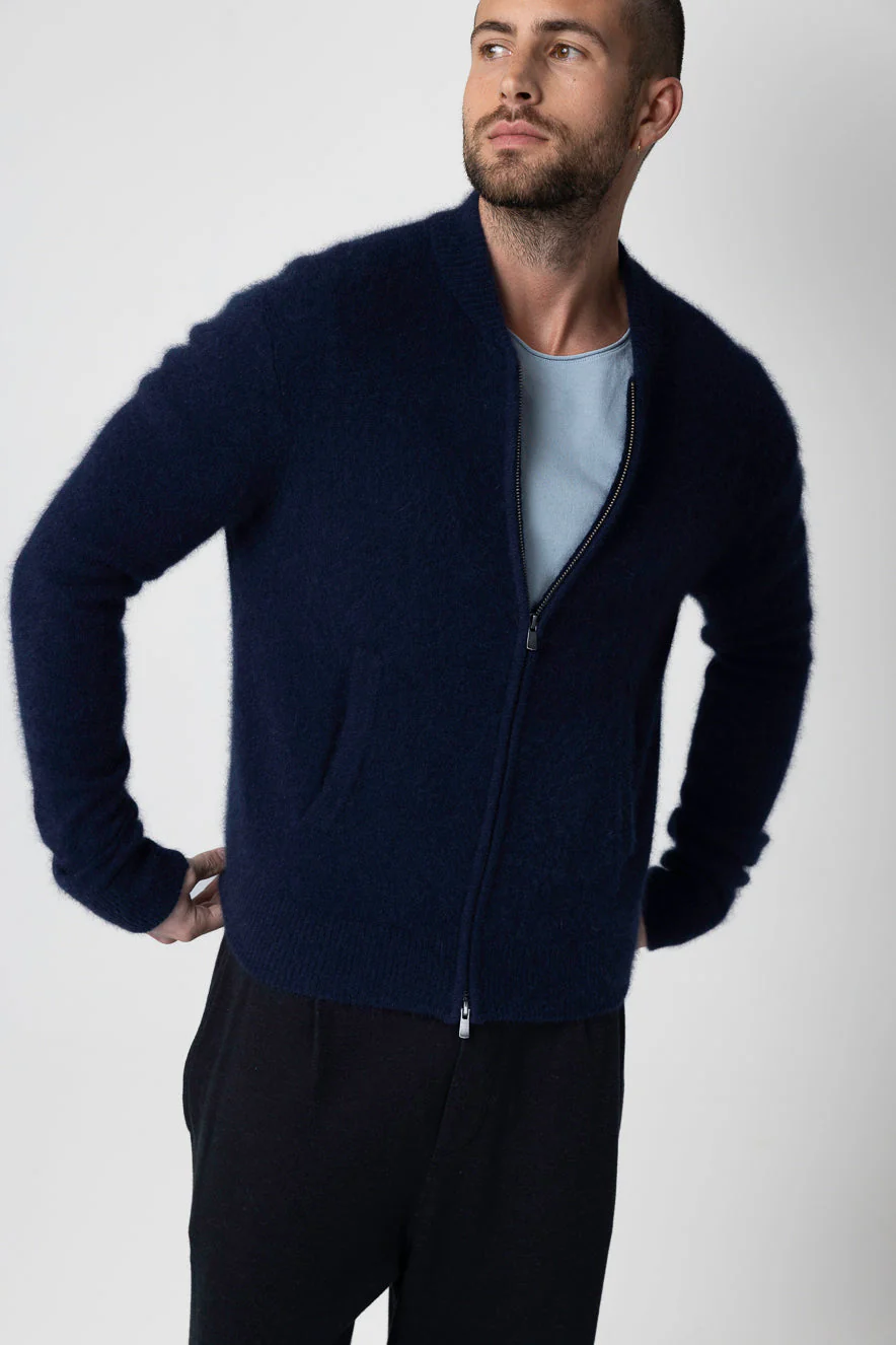 Gilet Marine Col Rond Manches Longues en Raccoon / Polyamide - Image 7