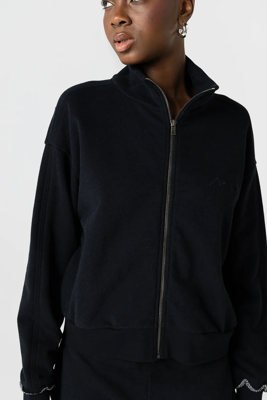Gilet Noir Col Montant Manches Longues en Coton organique / Coton - Image 4