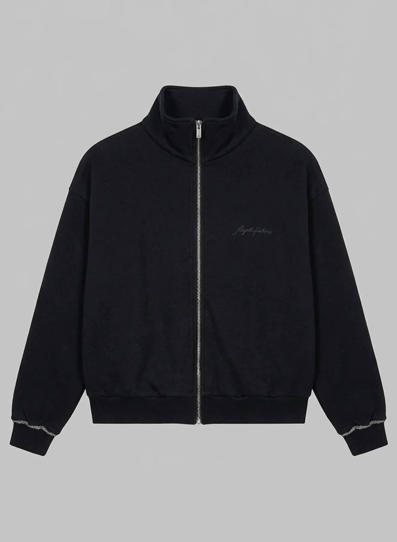 Gilet Noir Col Montant Manches Longues en Coton organique / Coton - Image 6