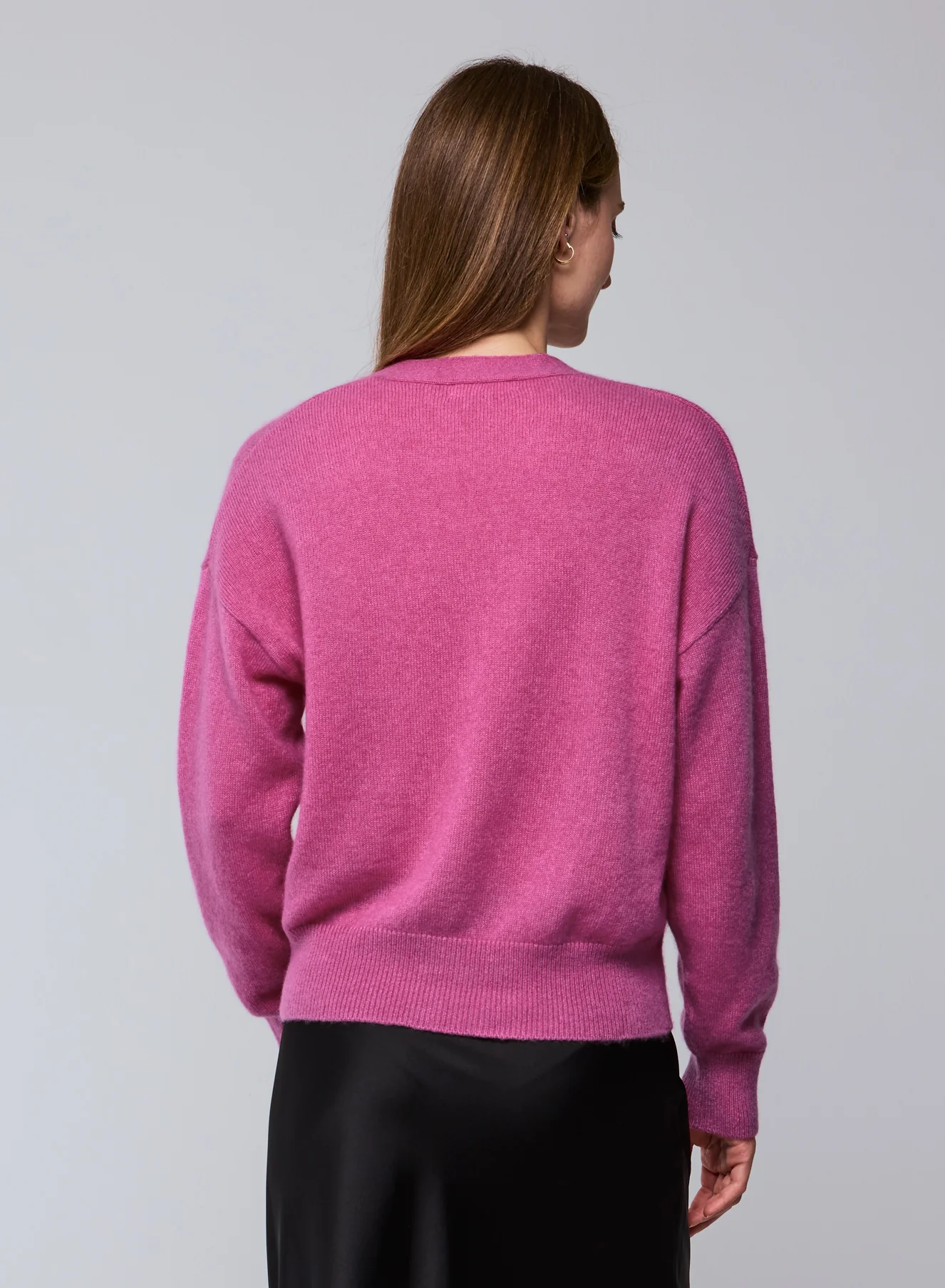 Gilet Rose Col V Manches Longues en Laine / Soie / Cachemire - Image 5