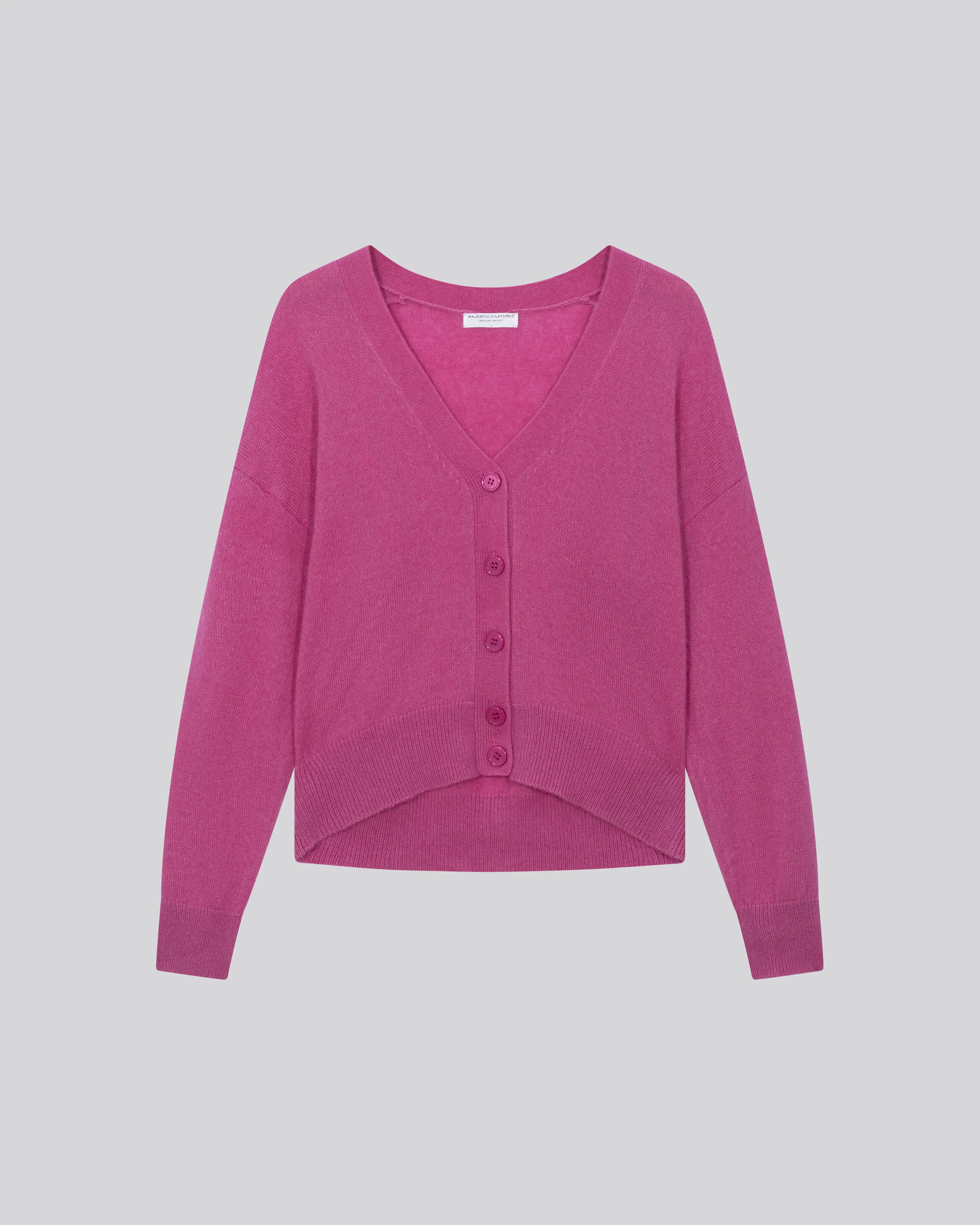 Gilet Rose Col V Manches Longues en Laine / Soie / Cachemire - Image 6
