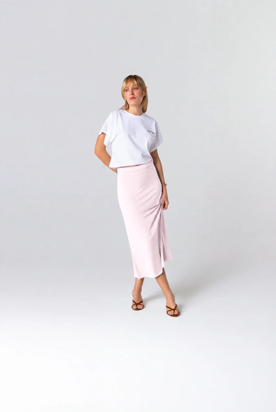 Jupe Rose en Lin / Elasthanne - Image 2