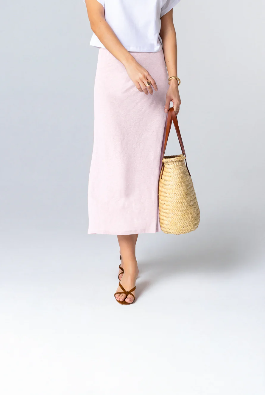 Jupe Rose en Lin / Elasthanne - Image 3