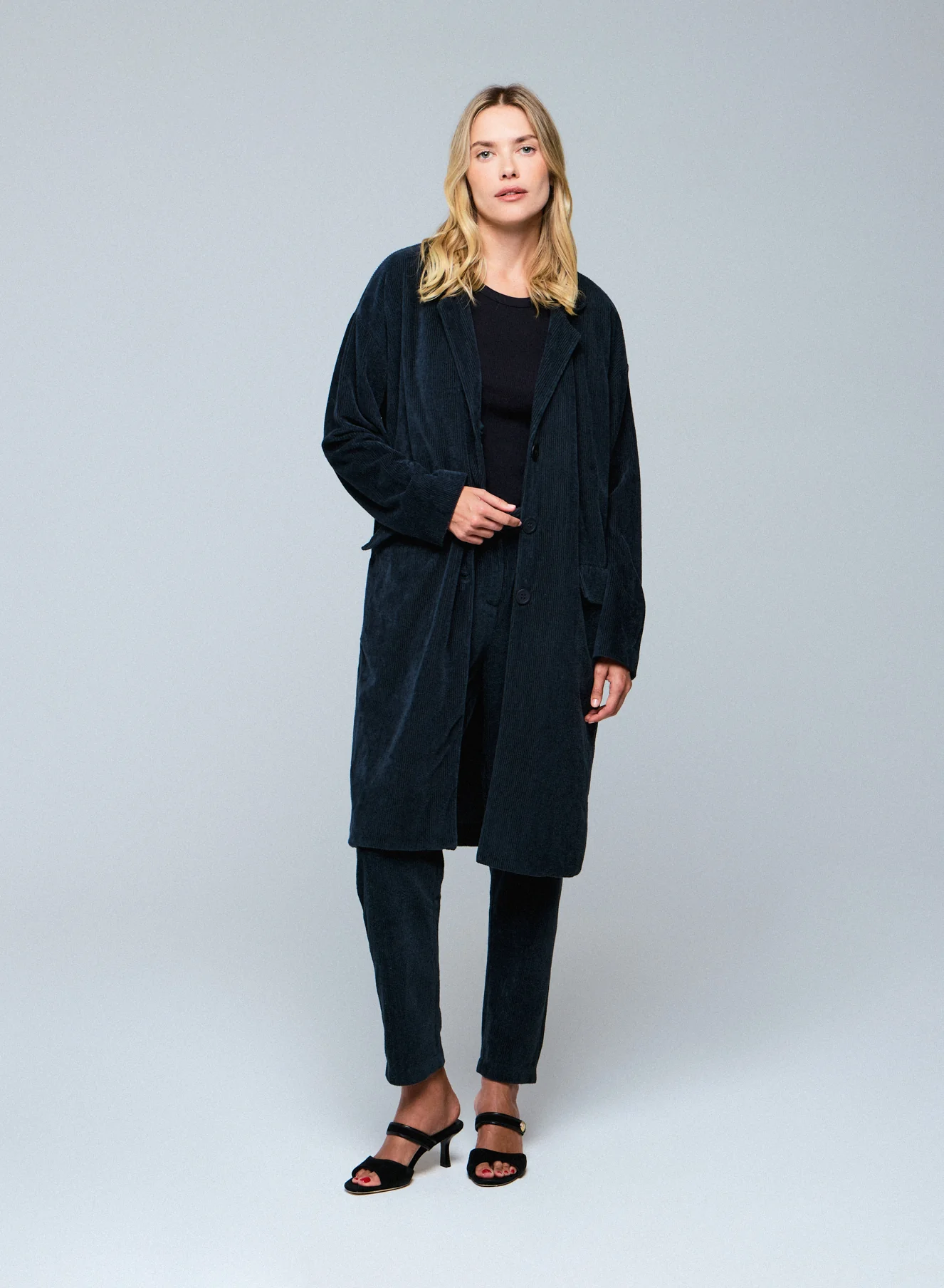 Manteau Gris Veste Manches Longues en Coton Organique / Polyester