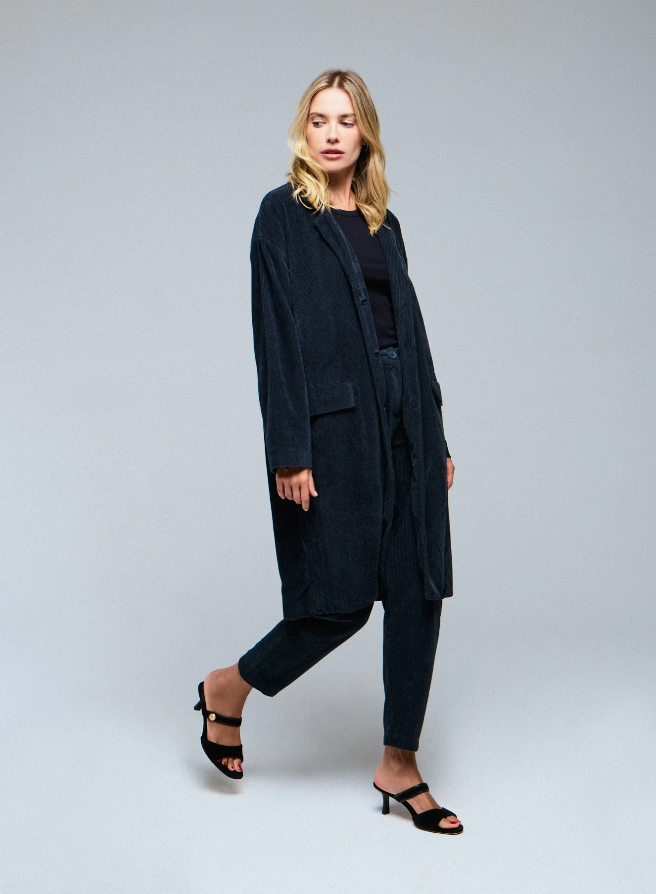 Manteau Gris Veste Manches Longues en Coton Organique / Polyester - Image 3