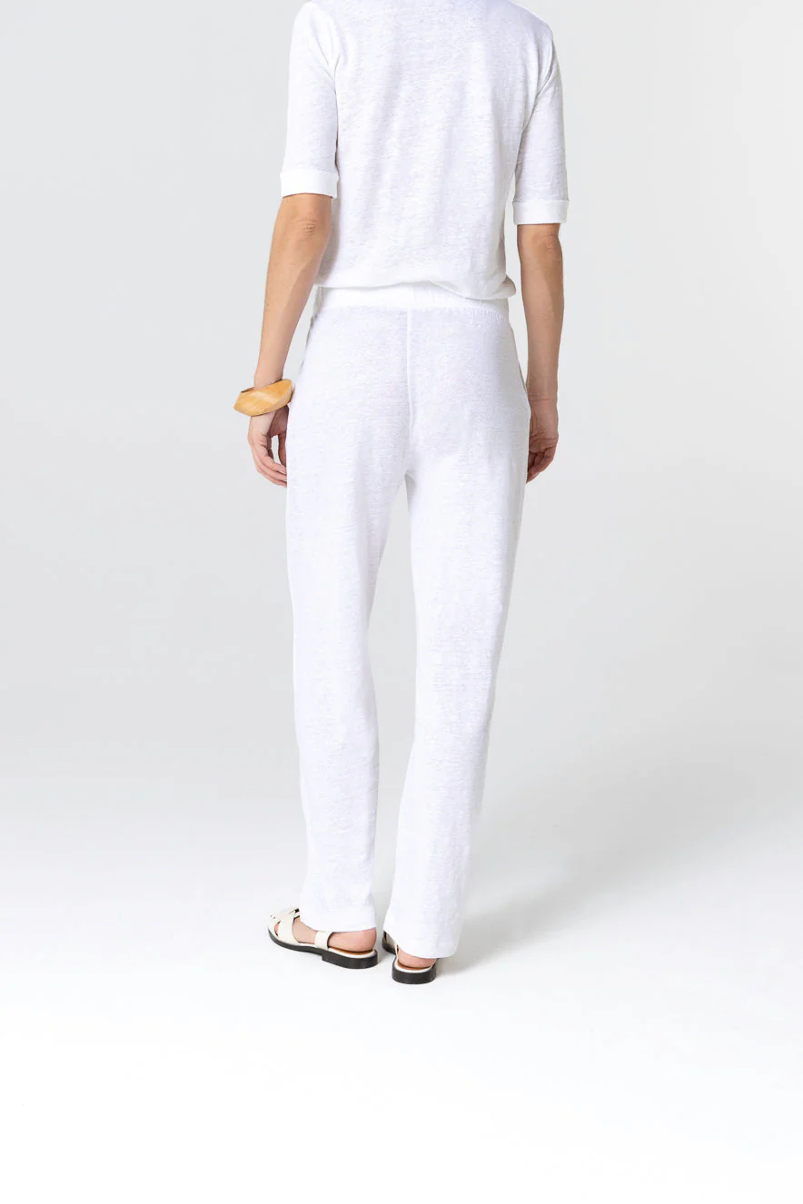 Pantalon Blanc en Lin / Elasthanne - Image 3