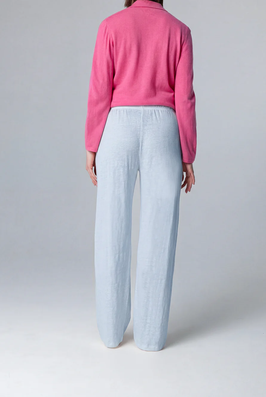 Pantalon Bleu Clair en Lin / Elasthanne - Image 3