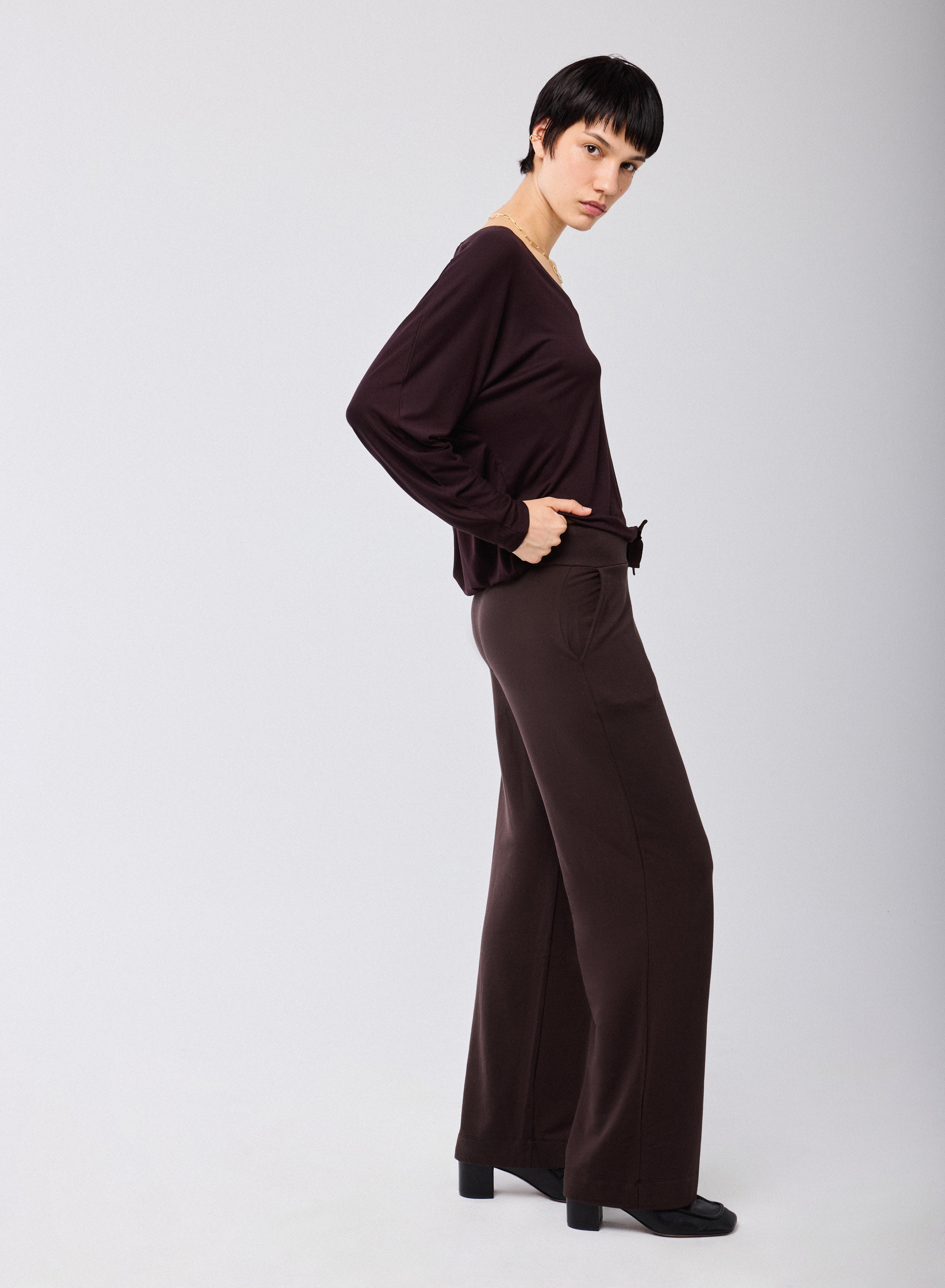 Pantalon Marron en Viscose / Elasthanne - Image 3