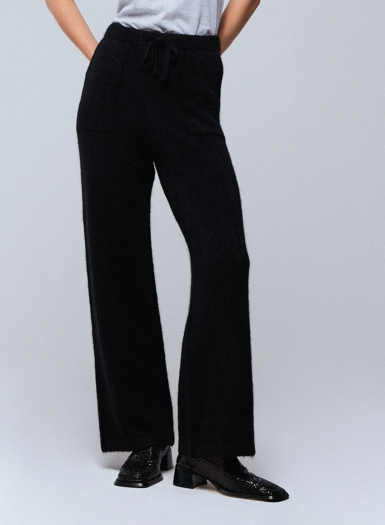 Pantalon Noir en Alpaga / Polyamide / Elasthanne - Image 3
