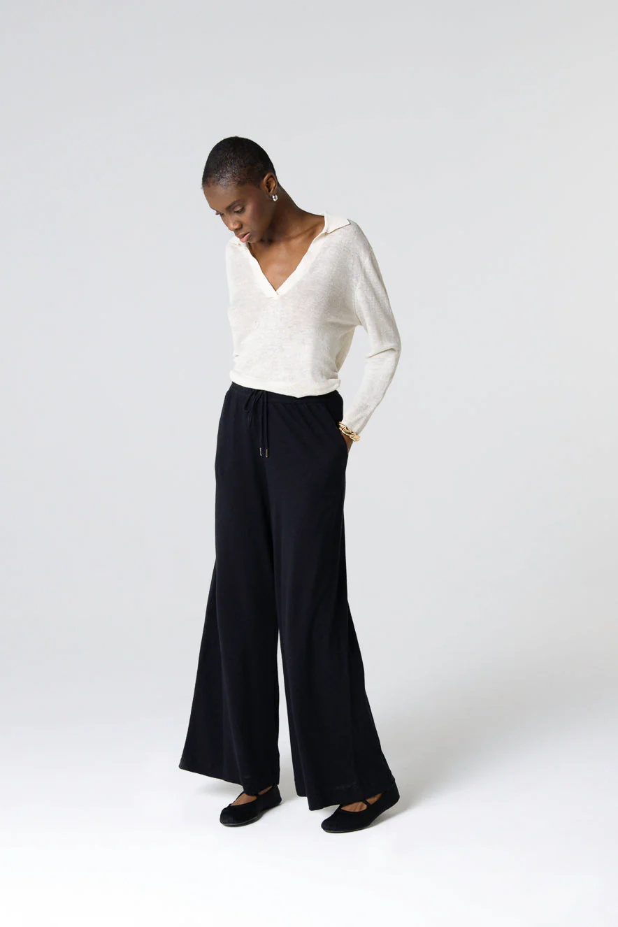 Pantalon Noir en Coton / Lin