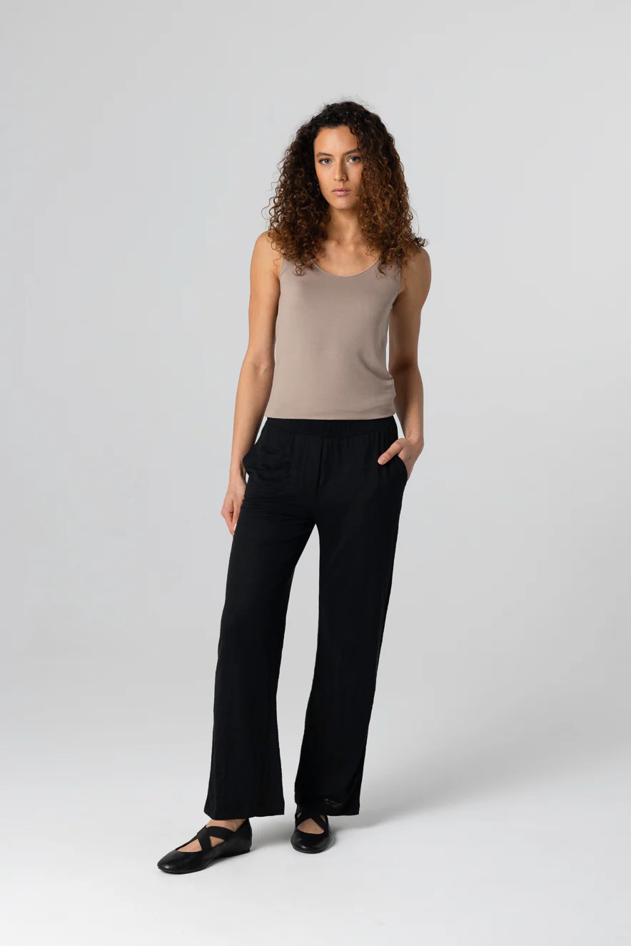 Pantalon Noir en Lin / Elasthanne