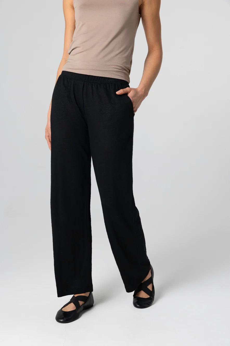 Pantalon Noir en Lin / Elasthanne - Image 3