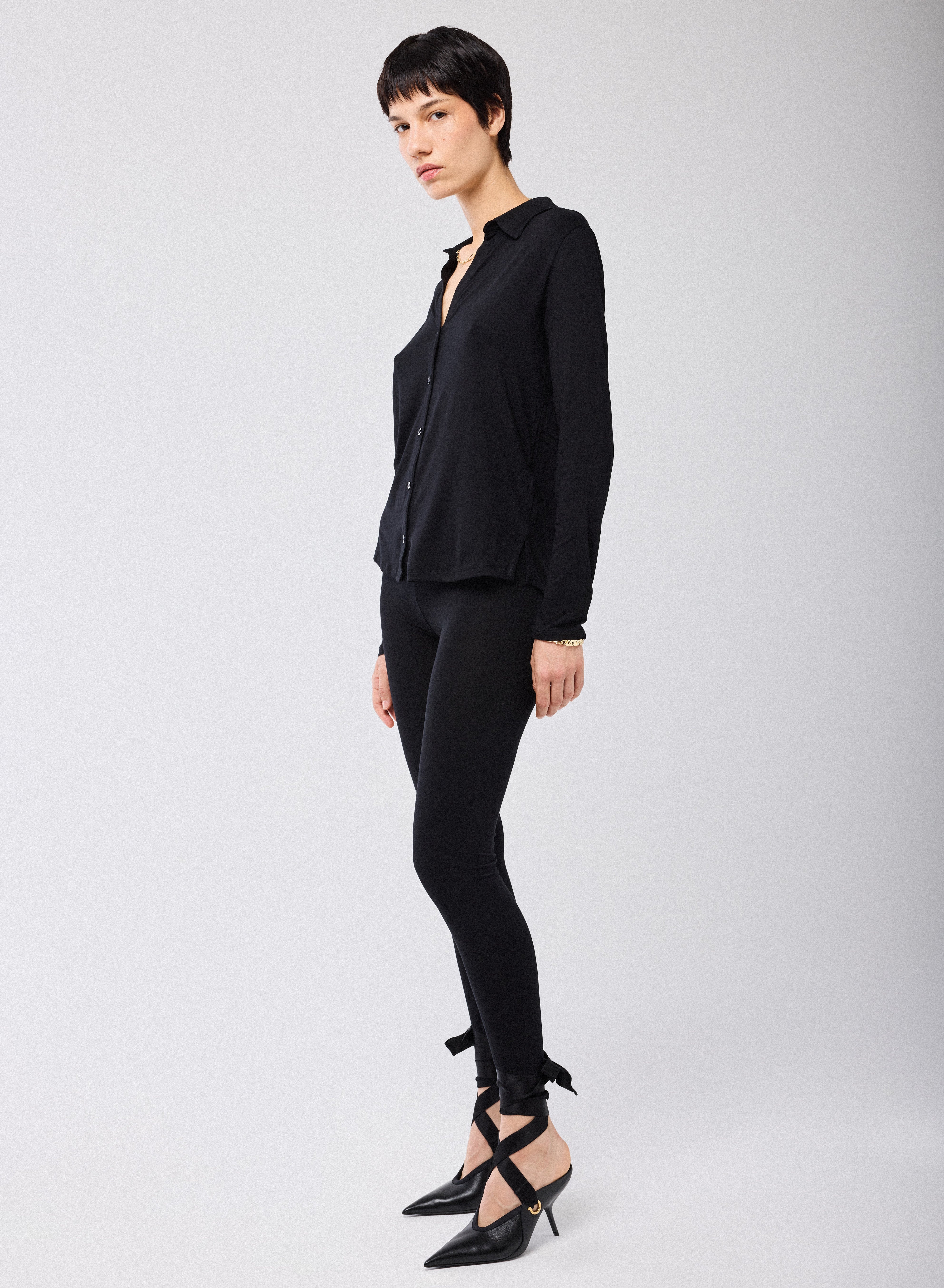 Legging Noir en Viscose et Élasthanne - Image 3