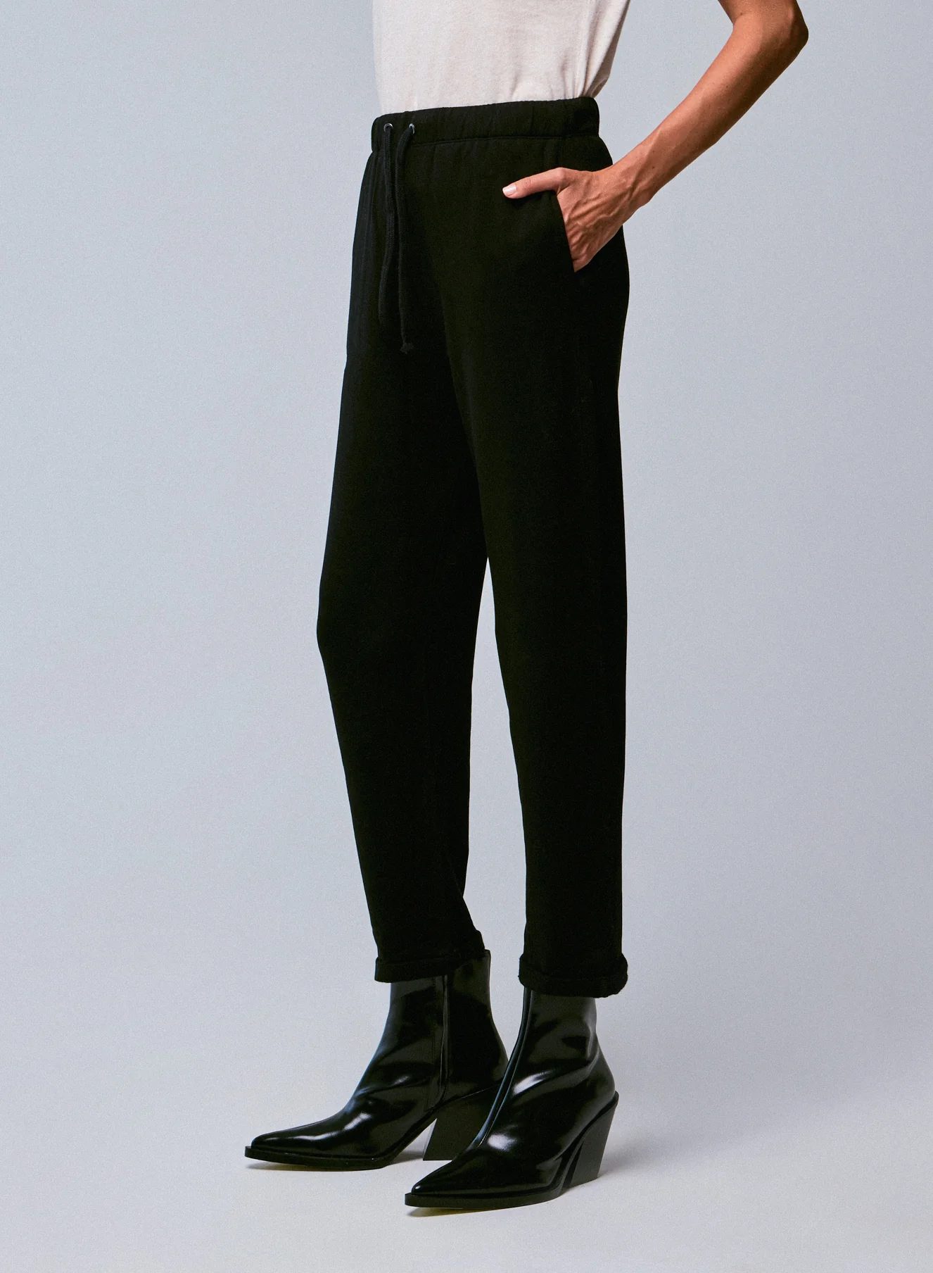 Pantalon Noir avec Poches en Viscose et Élasthanne - Image 3