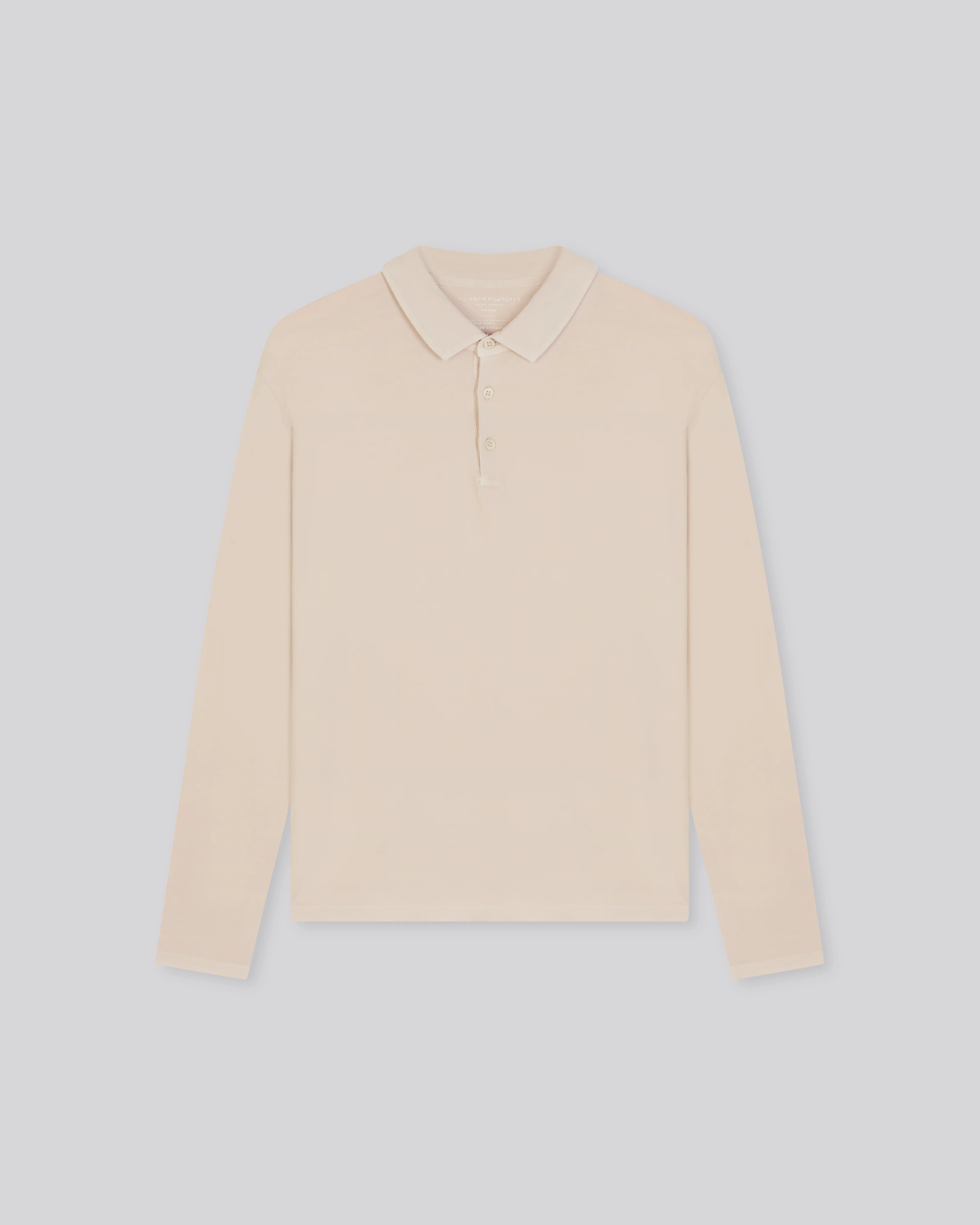 Polo Beige Polo Manches Longues en Coton / Elasthanne