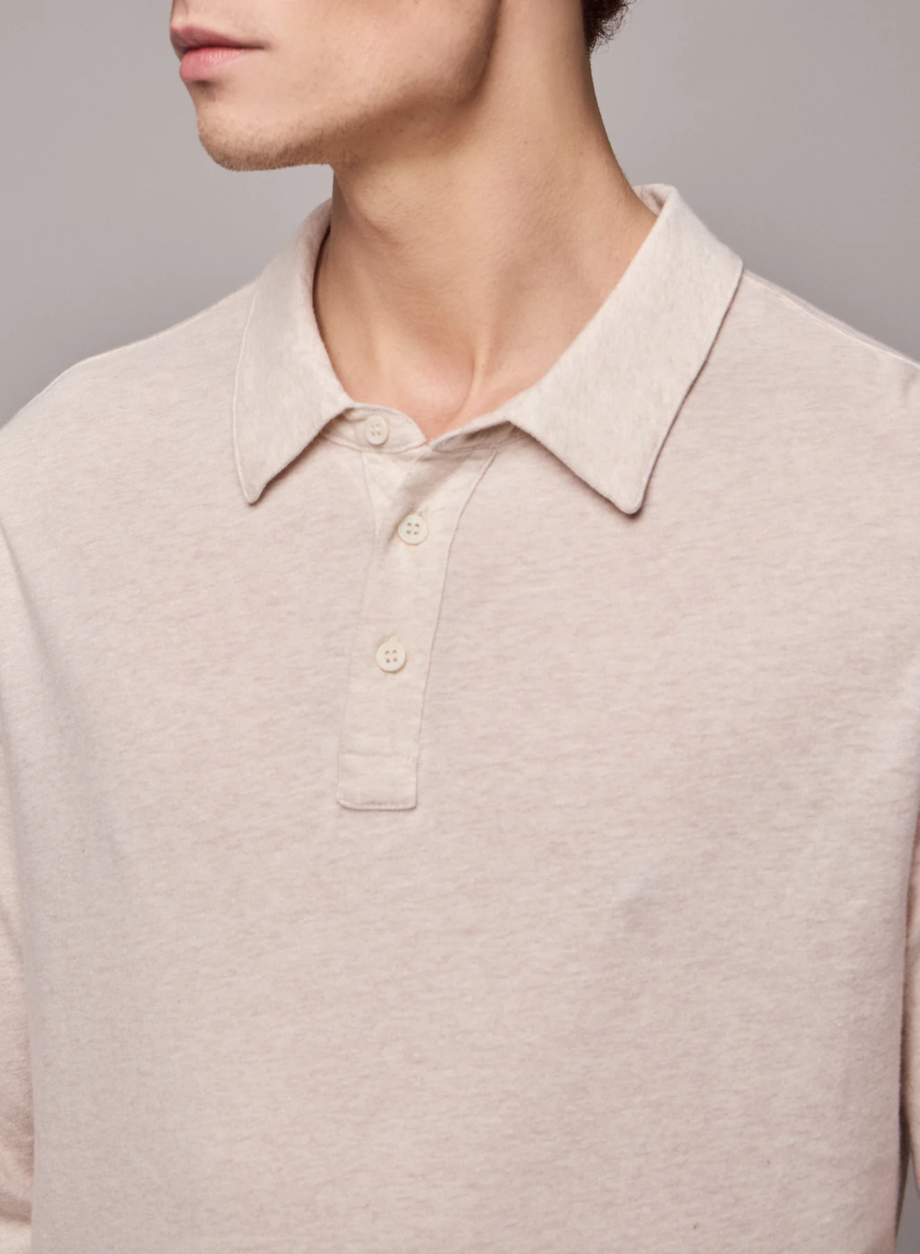 Polo Beige Polo Manches Longues en Coton organique - Image 3