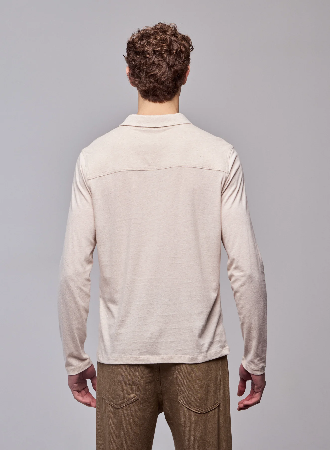 Polo Beige Polo Manches Longues en Coton organique - Image 4