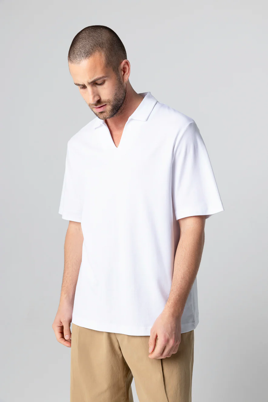 Polo Blanc Manches Courtes en Coton Supima