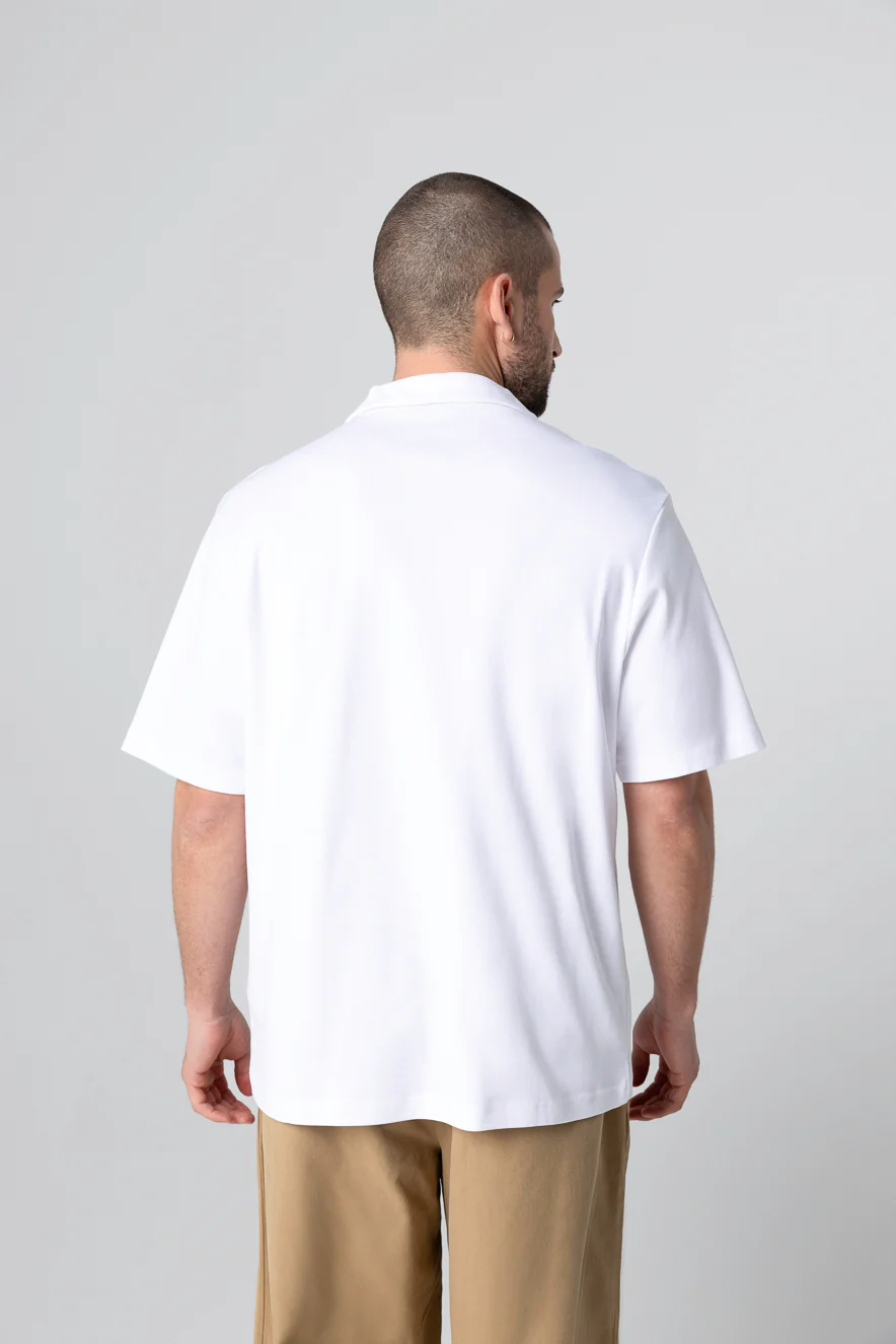 Polo Blanc Manches Courtes en Coton Supima - Image 4