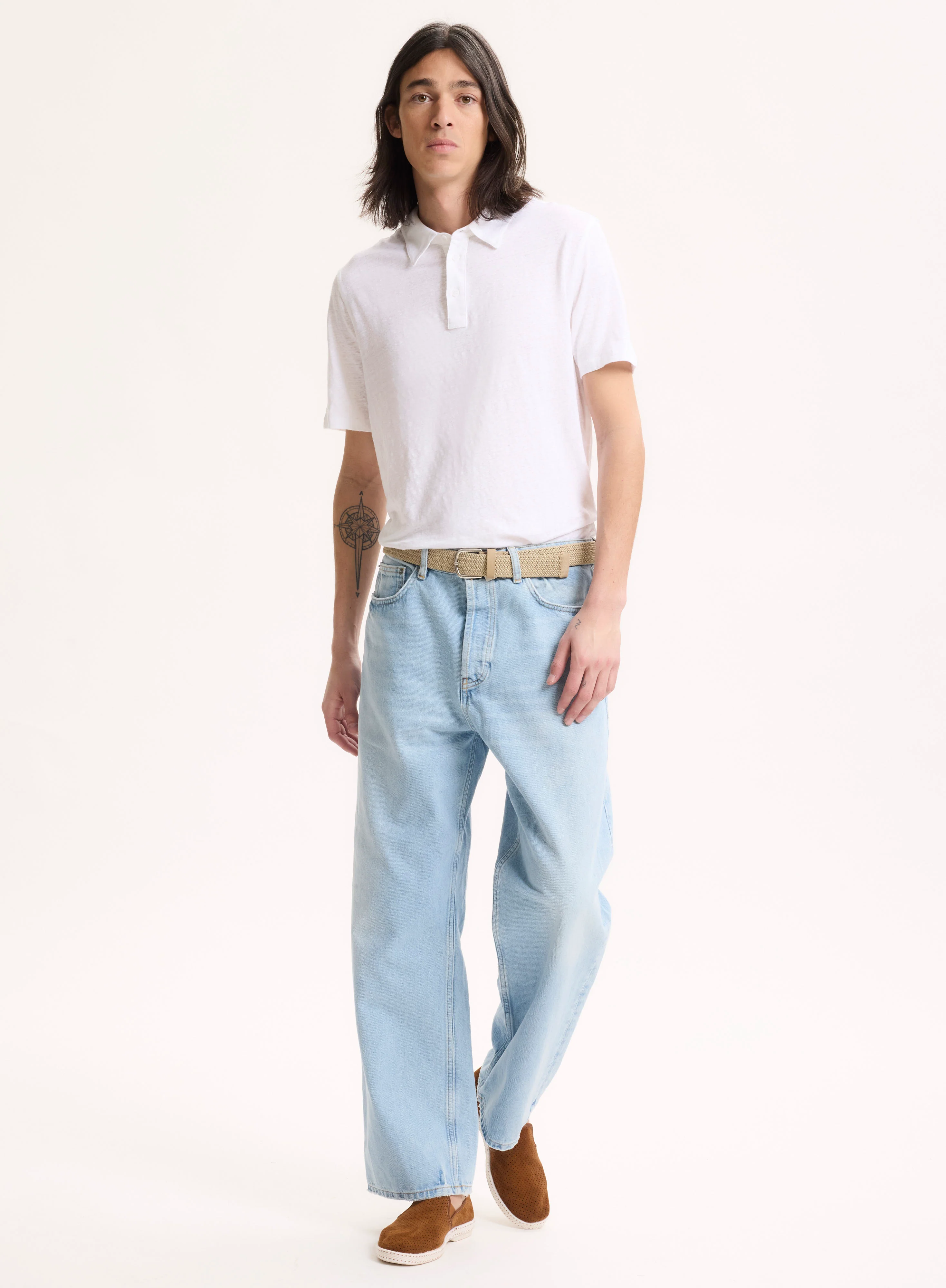 Polo Blanc Manches Courtes en Lin / Elasthanne - Image 7