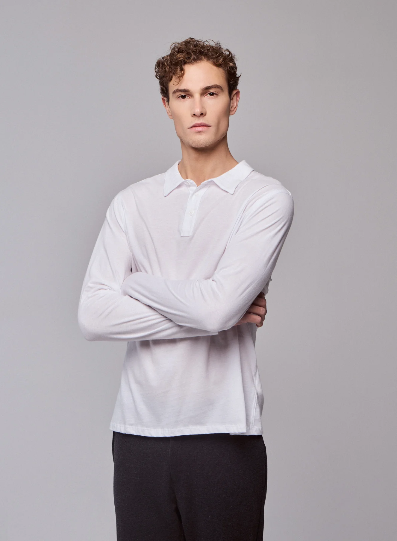 Polo Blanc Polo Manches Longues en Coton organique