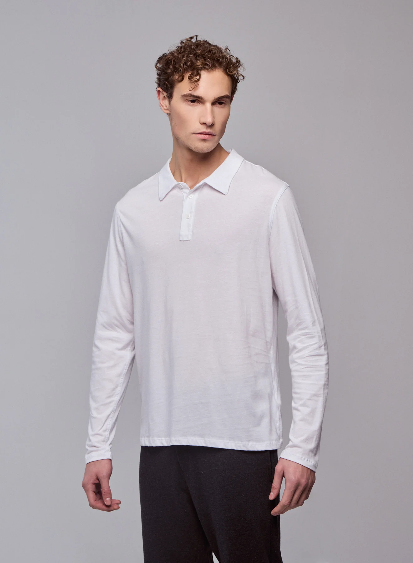 Polo Blanc Polo Manches Longues en Coton organique - Image 2