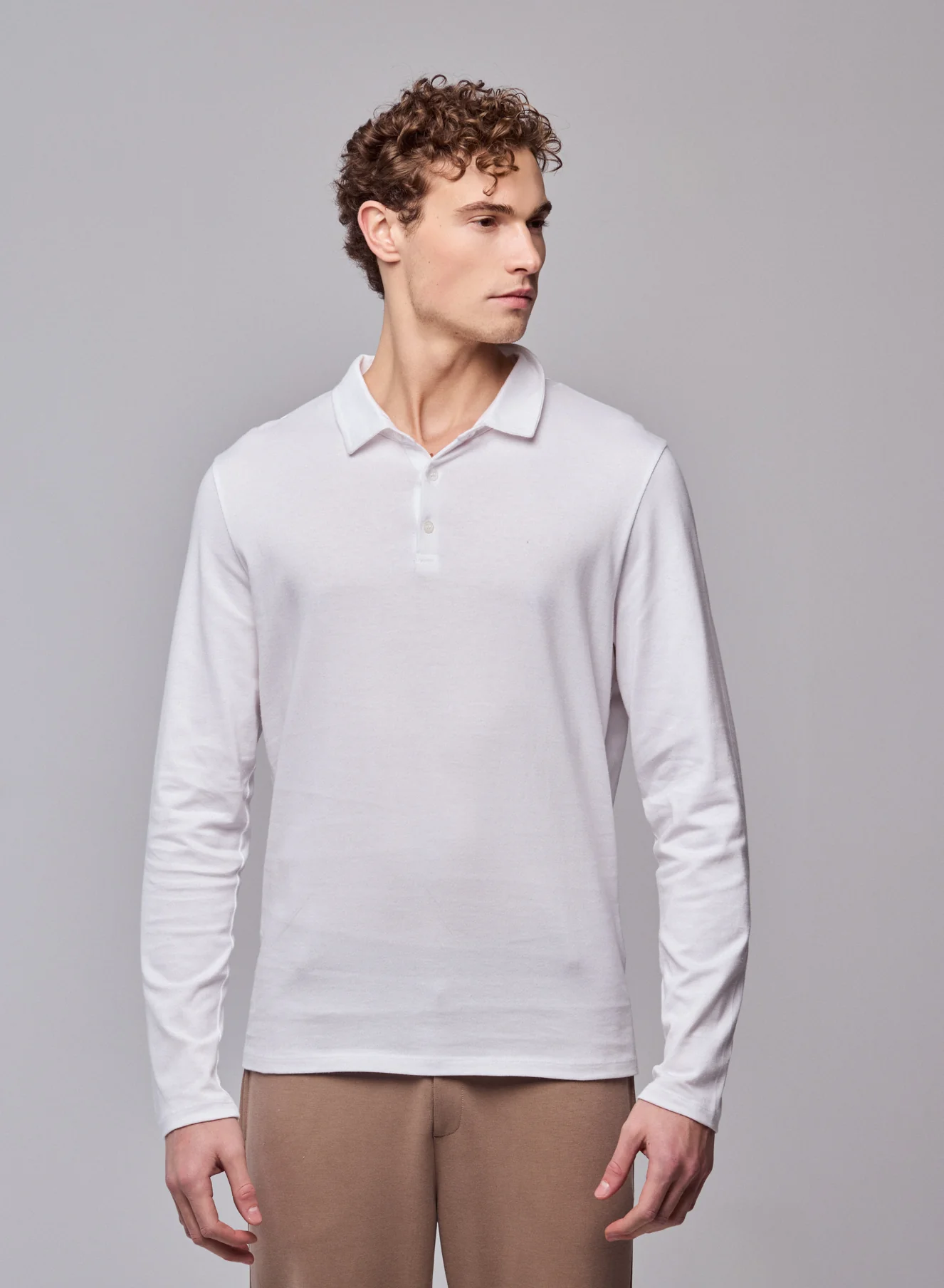 Polo Blanc Polo Manches Longues en Coton organique