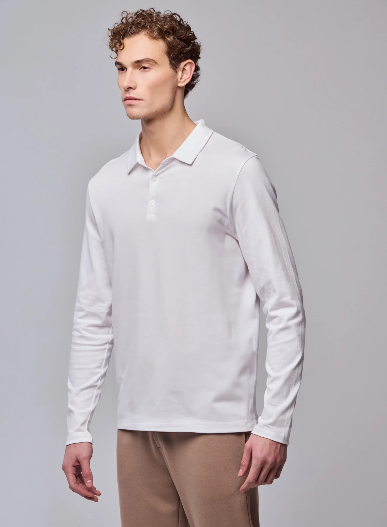 Polo Blanc Polo Manches Longues en Coton organique - Image 2