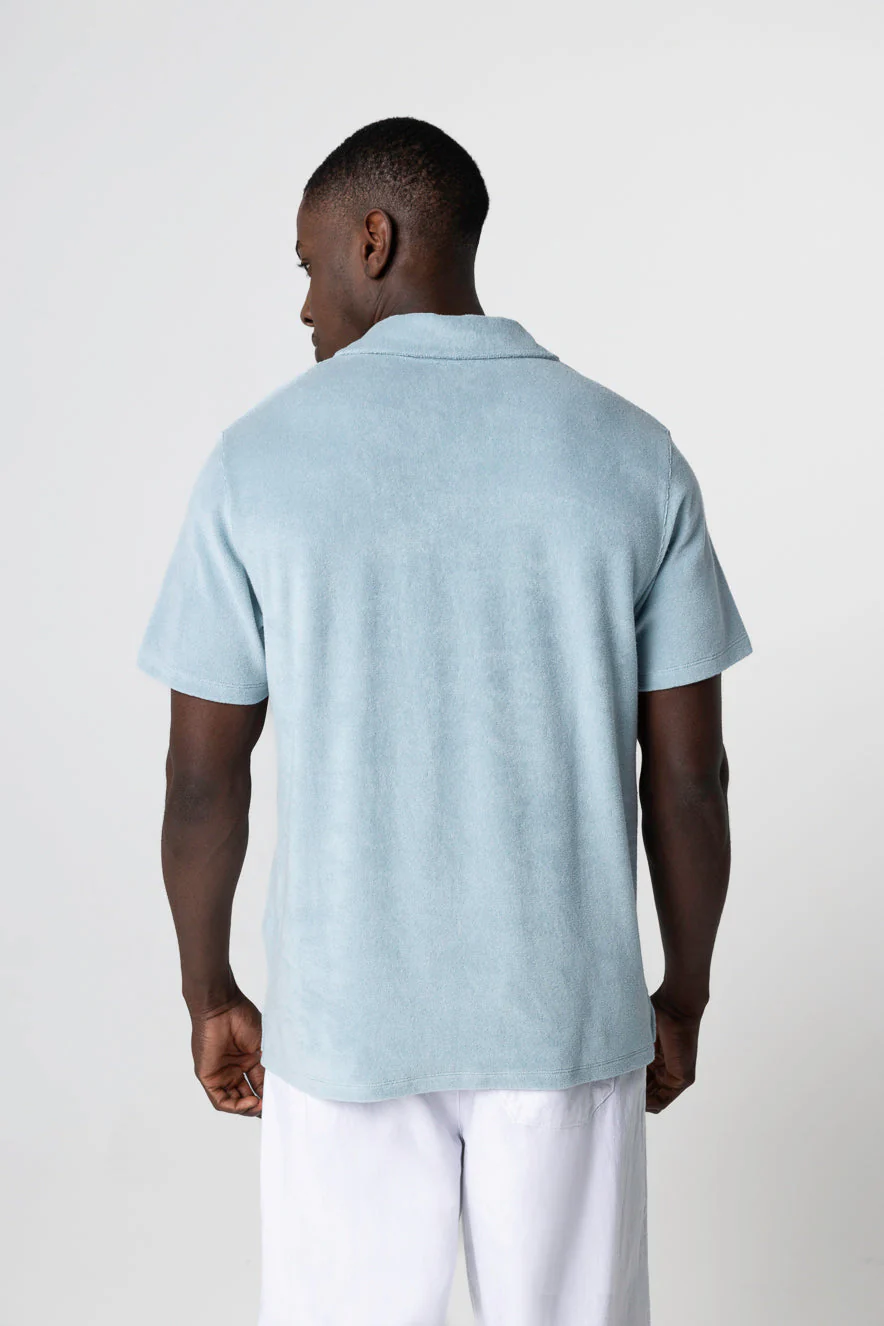 Polo Bleu Clair Manches Courtes en Coton Organique / Polyamide - Image 4