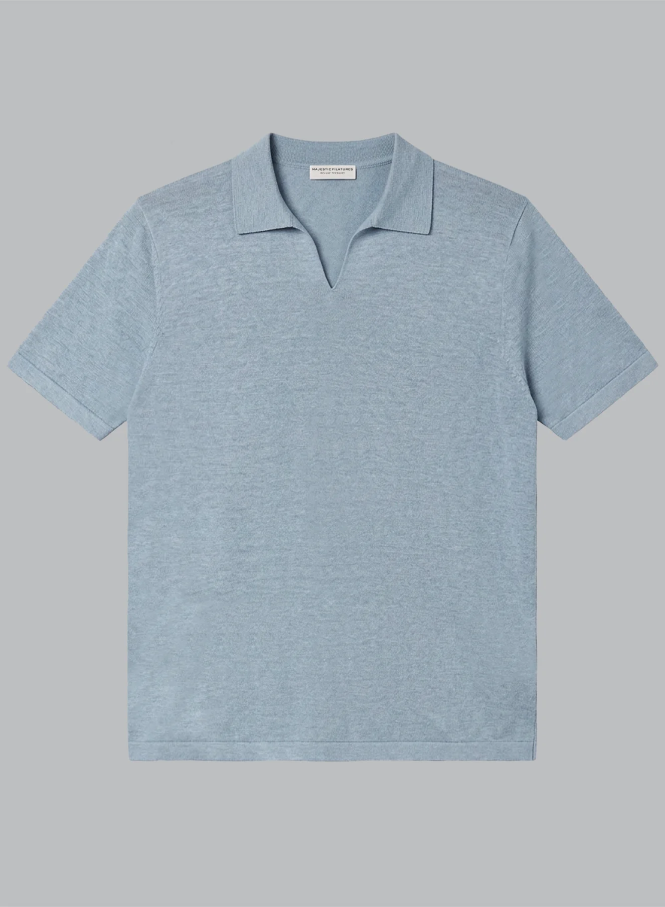 Polo Bleu Clair Manches Courtes en Lin - Image 6