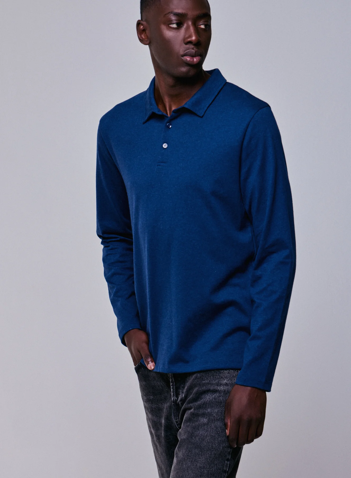 Polo Bleu Polo Manches Longues en Coton organique - Image 4