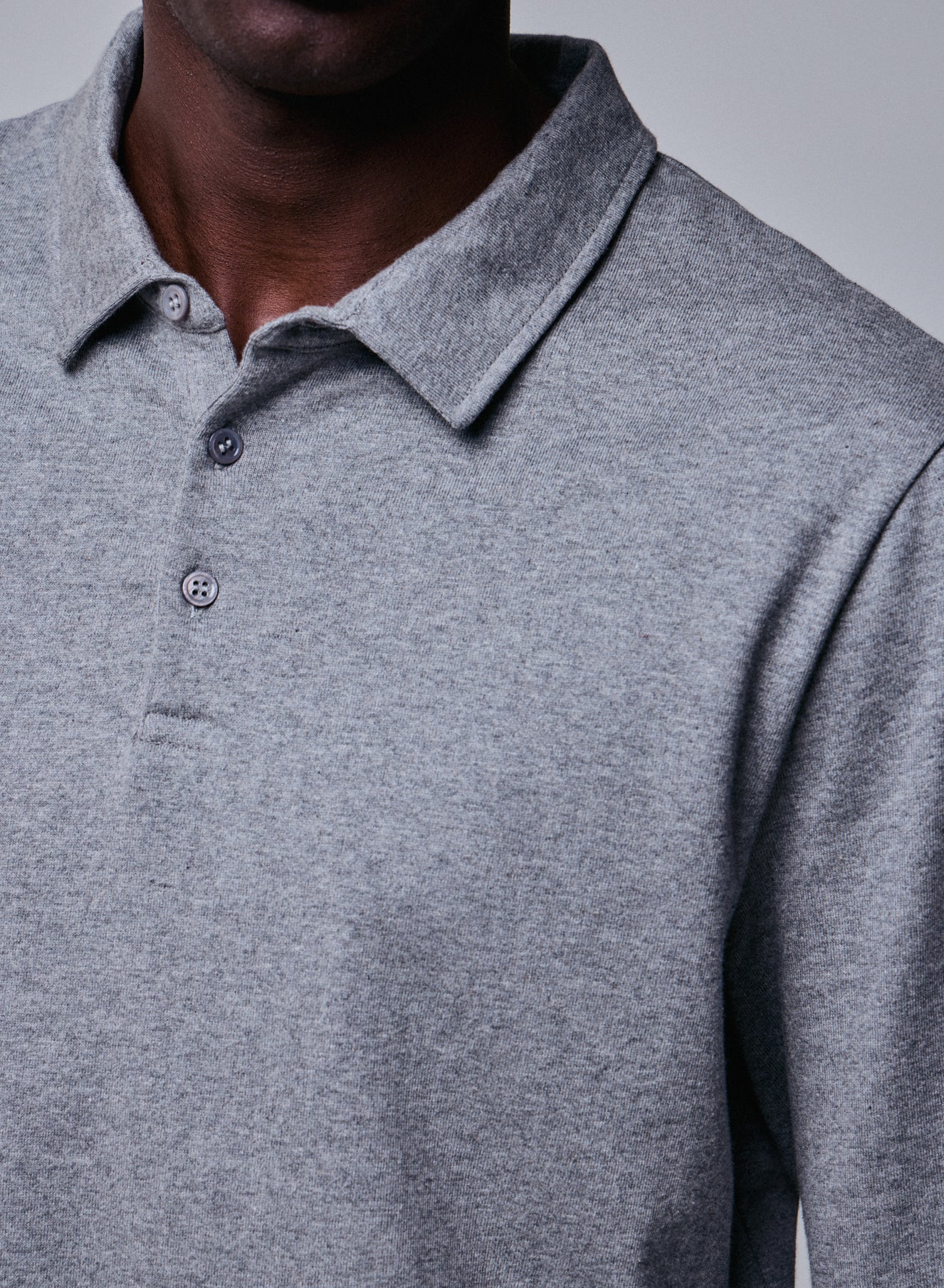 Polo Gris Polo Manches Longues en Coton organique - Image 3