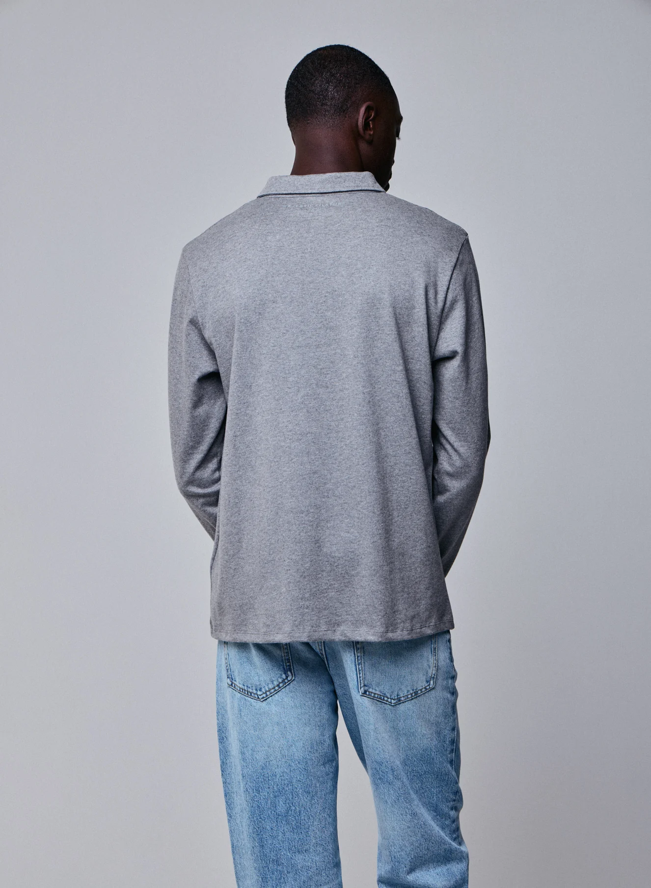 Polo Gris Polo Manches Longues en Coton organique - Image 5