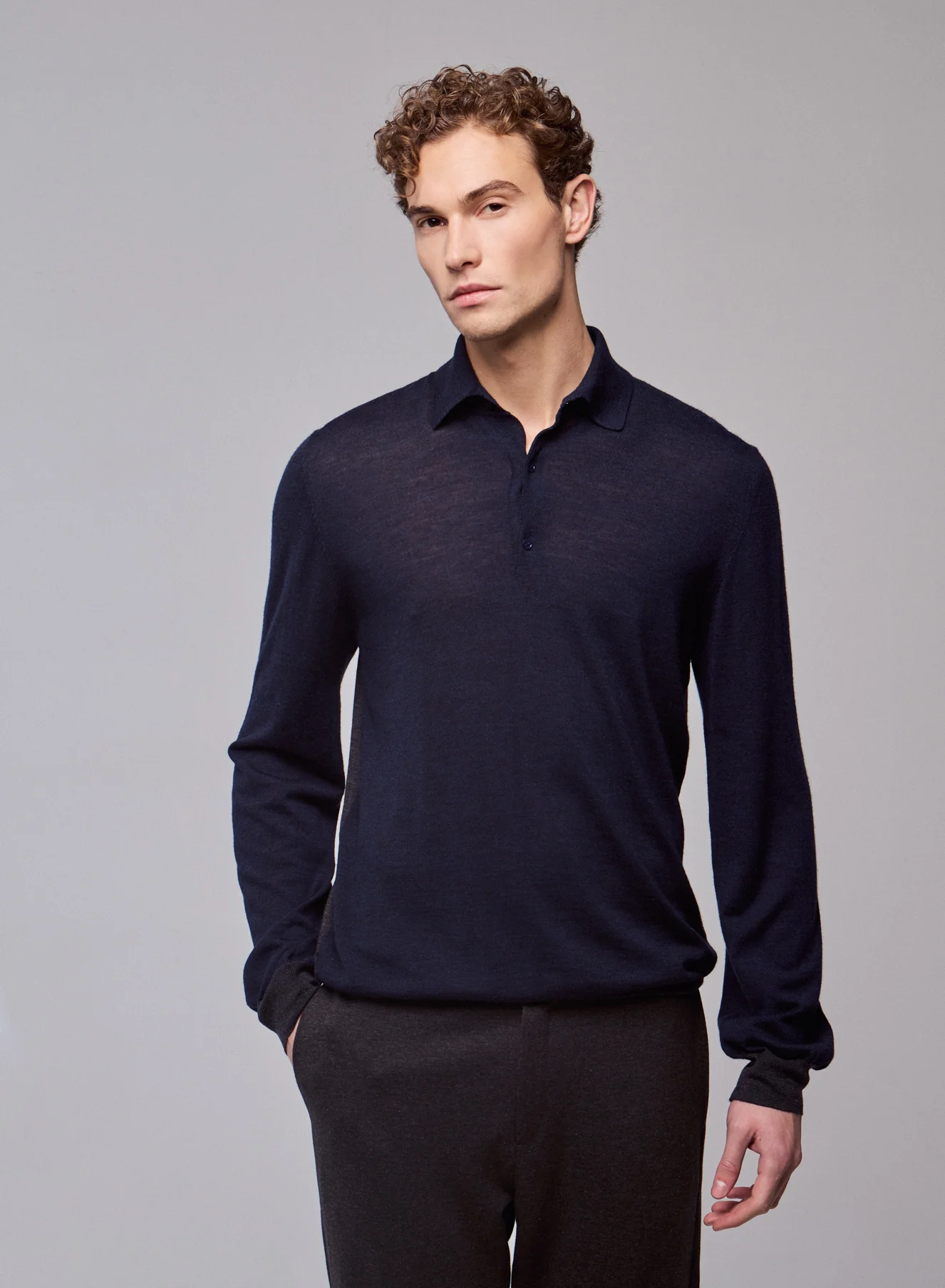 Polo Marine Polo Manches Longues en Laine merinos