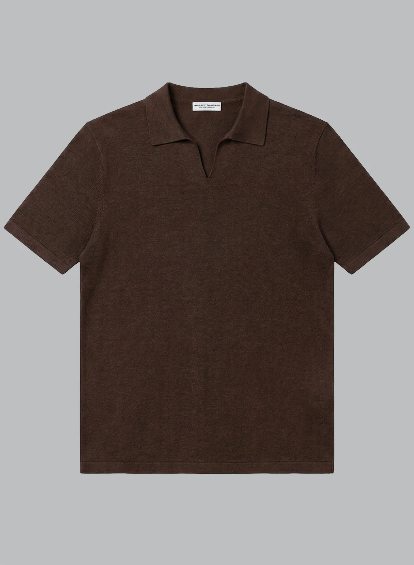Polo Marron Foncé Manches Courtes en Lin - Image 6