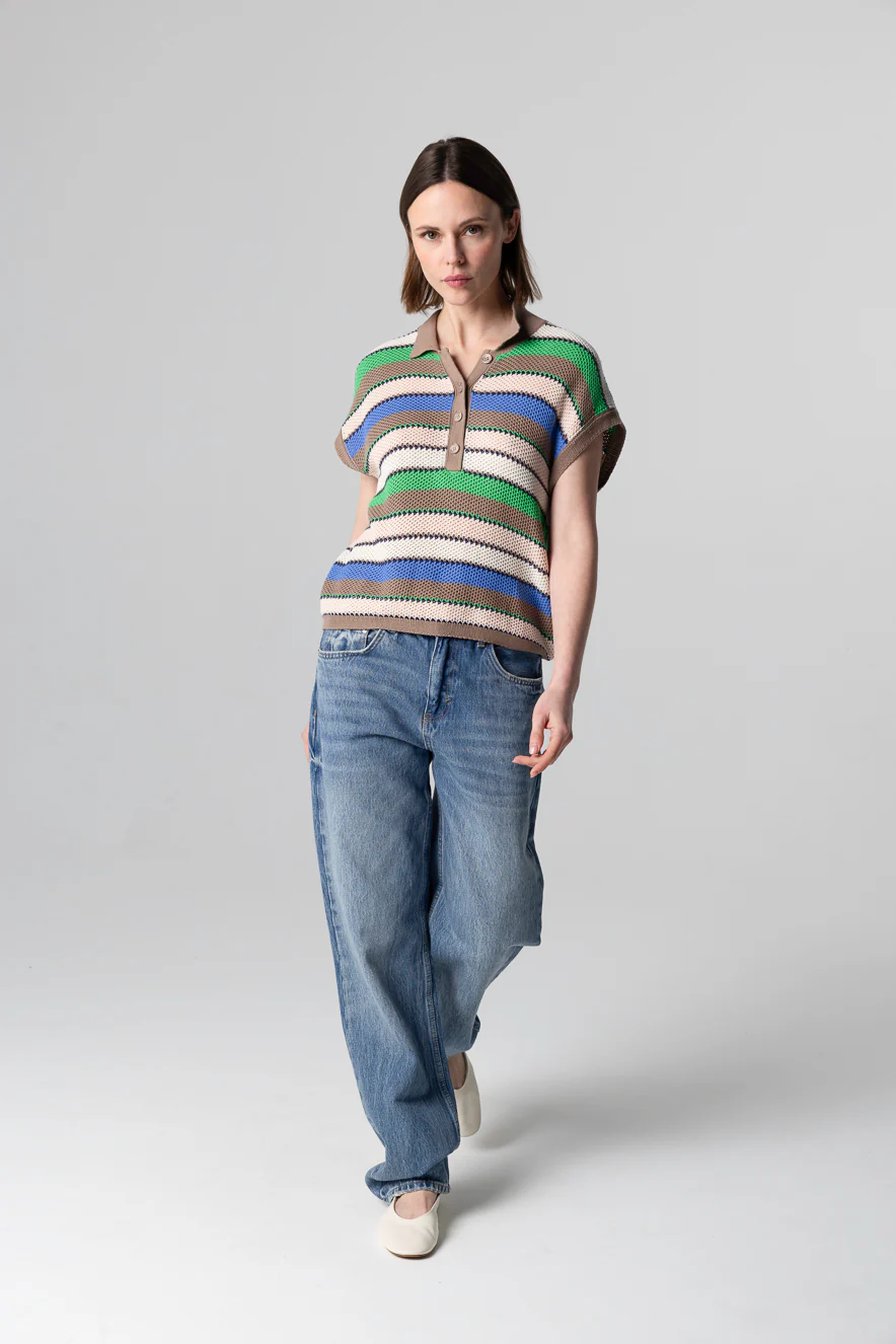 Polo rayé multicouleur Sans Manches en Coton - Image 3