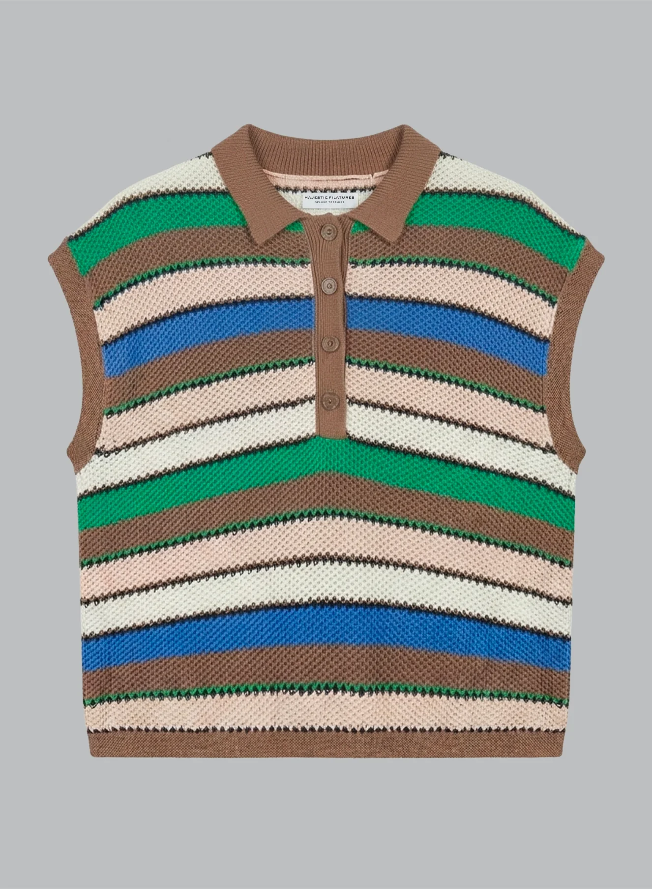 Polo rayé multicouleur Sans Manches en Coton - Image 6
